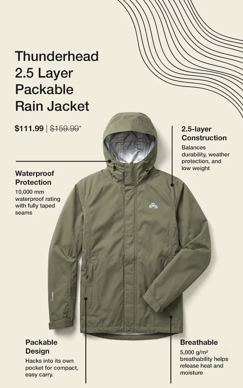 EMS Thunderhead 2.5 Layer Extreme Packable Rain Jacket