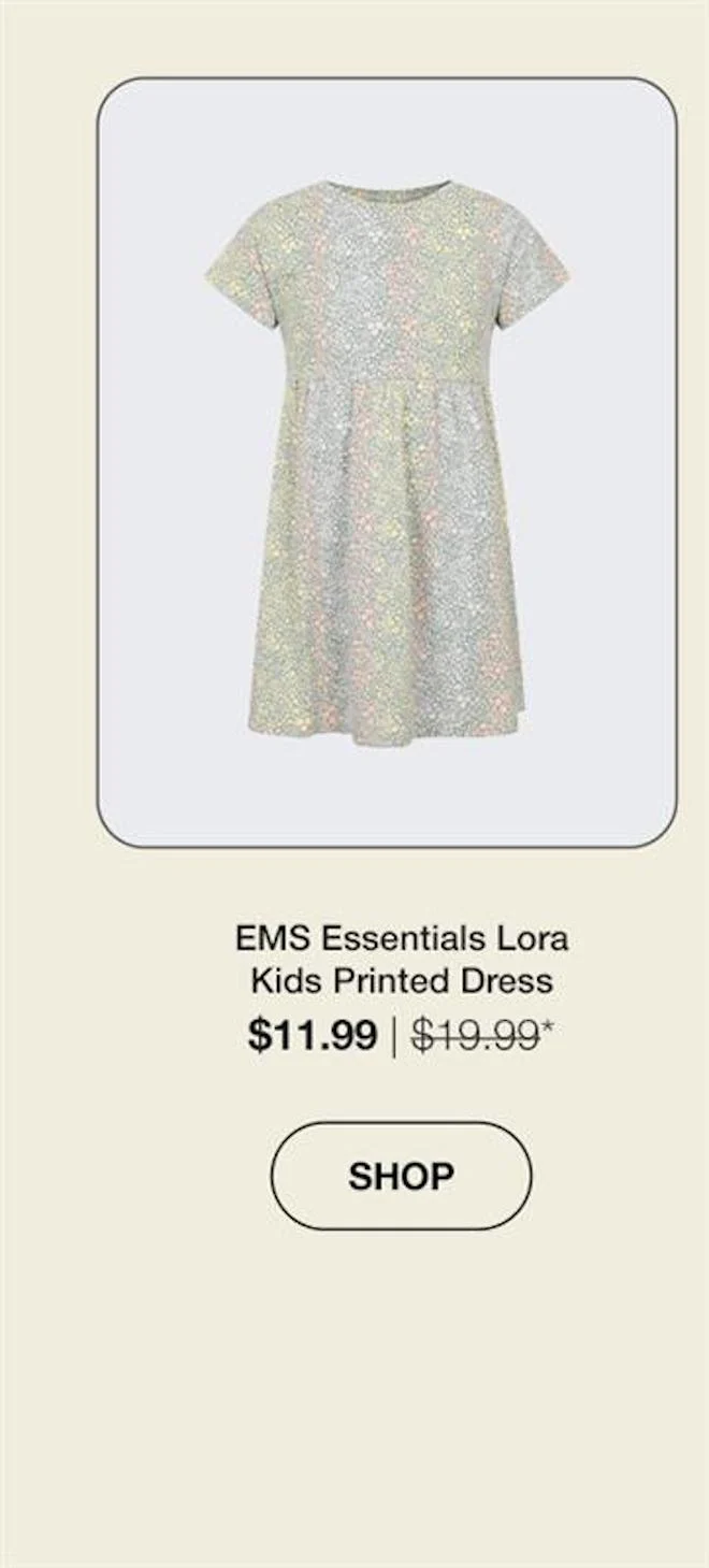 EMS Essentials Lora Kids Printed Dress