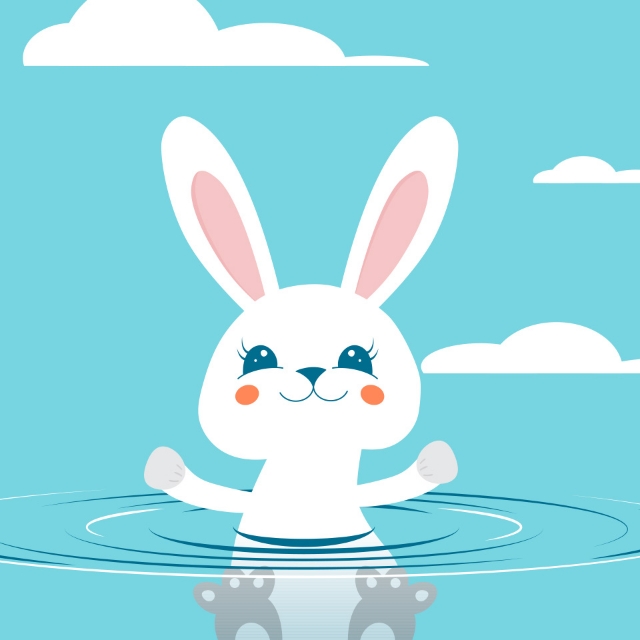 Rabbit in water.