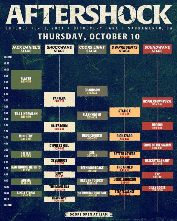 Aftershock Set Times