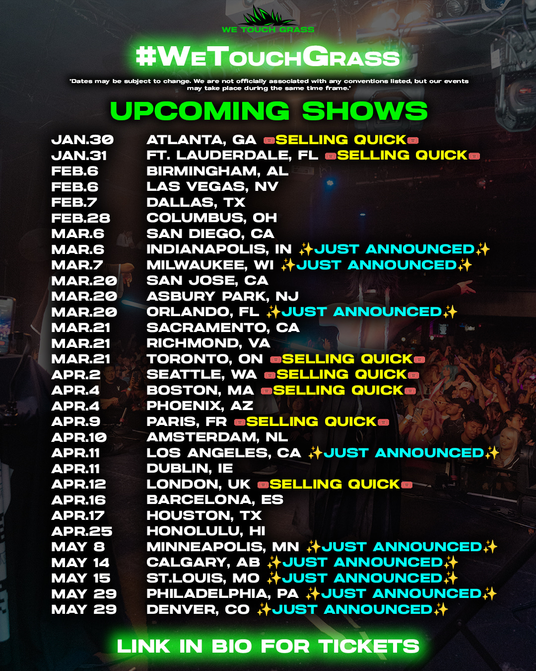 2025 Tour Schedule updated
