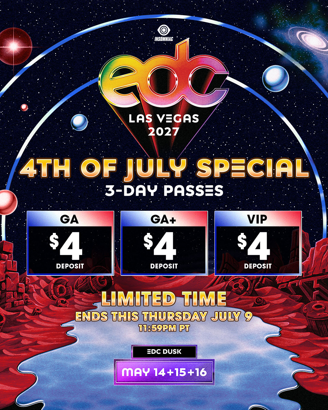 EDC Las Vegas Limited Time for $5 Deposits