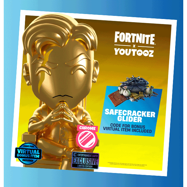 Legendary Loot Just Dropped! The EE Exclusive Gold Chrome Midas is limited to just 300 pieces, and yes, he’s as shiny as your victory royale dreams. He’s joined by Meowscles, Meowskulls, and Raven Team Leader for a full-on Fortnite takeover. Each figure includes a redemption code card in the box, redeemable at Fortnite.com/redeem. You in? SHOP NOW 
