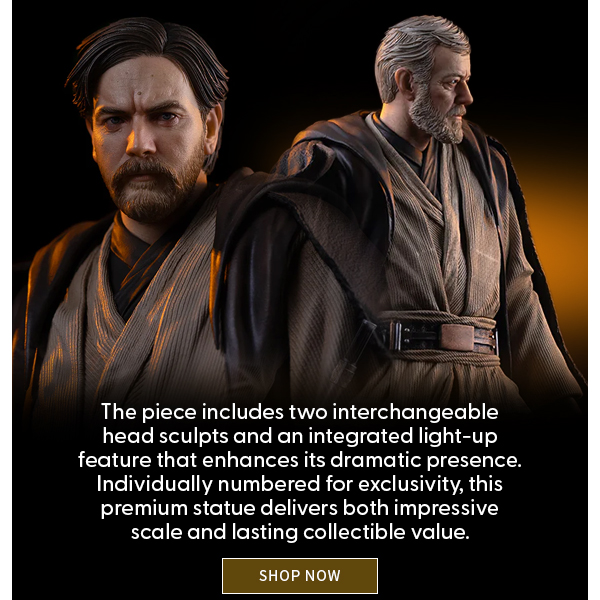 The piece includes two interchangeable head sculpts and an integrated light-up feature that enhances its dramatic presence. Individually numbered for exclusivity, this premium statue delivers both impressive scale and lasting collectible value. SHOP NOW 