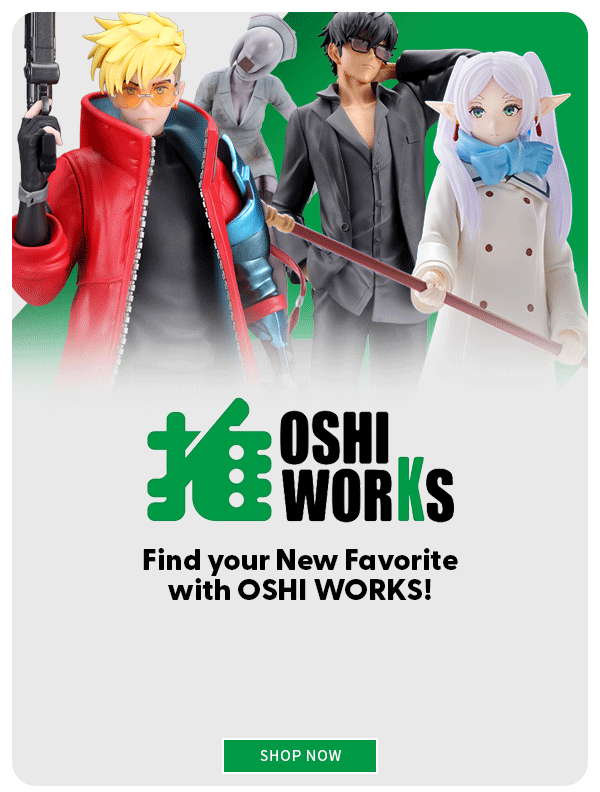 Meet OSHI WORKS, the figure line from Kotobukiya designed to be affordable, collectible, and FUN! Inspired by the Japanese word “oshi” (meaning your favorite), this series celebrates the characters fans love with high-quality figures at an approachable price point. Each piece is crafted with Kotobukiya’s signature attention to detail, featuring crisp paintwork, quality sculpting, and a standardized square base designed for clean, side-by-side display. Free-standing figures also include built-in foot magnets for added stability, helping your collection stay perfectly posed on any shelf. Find your favorite today or collect them all with OSHI WORKS! SHOP NOW