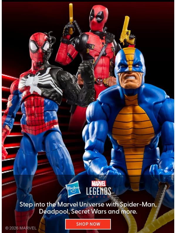 Step into the Marvel Universe with Spider-Man, Deadpool, Secret Wars and more. shop now 