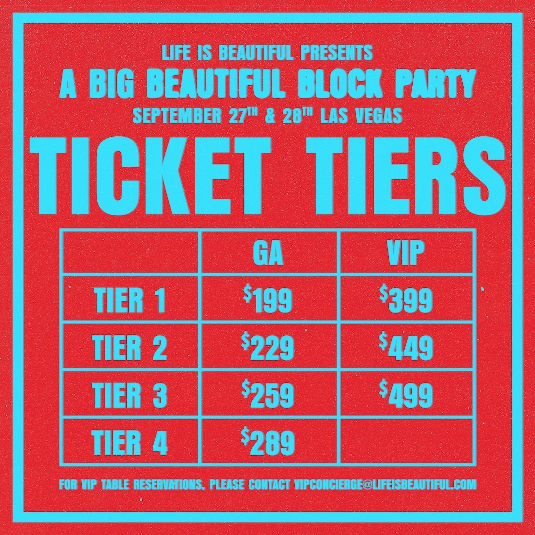 Life is Beautiful Presents: A Big Beautiful Block Party featuring Justice, LCD Soundsystem, Peggy Gou, Jamie XX, Jungle, and more!