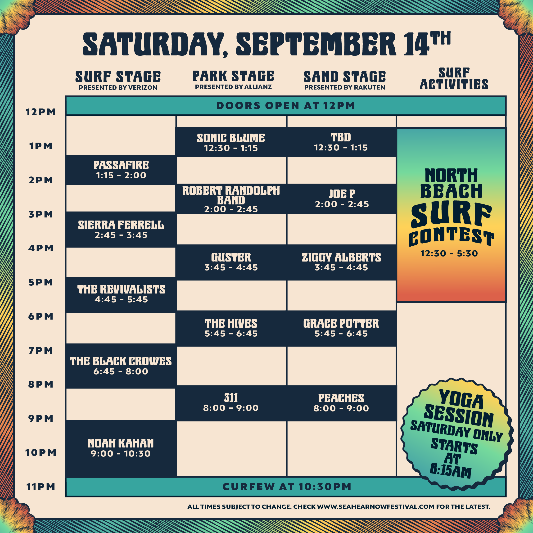 Sea.Hear.Now Saturday Schedule