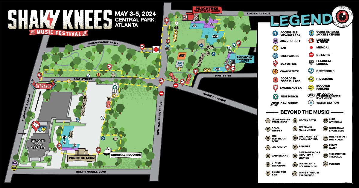 Shaky Knees Map