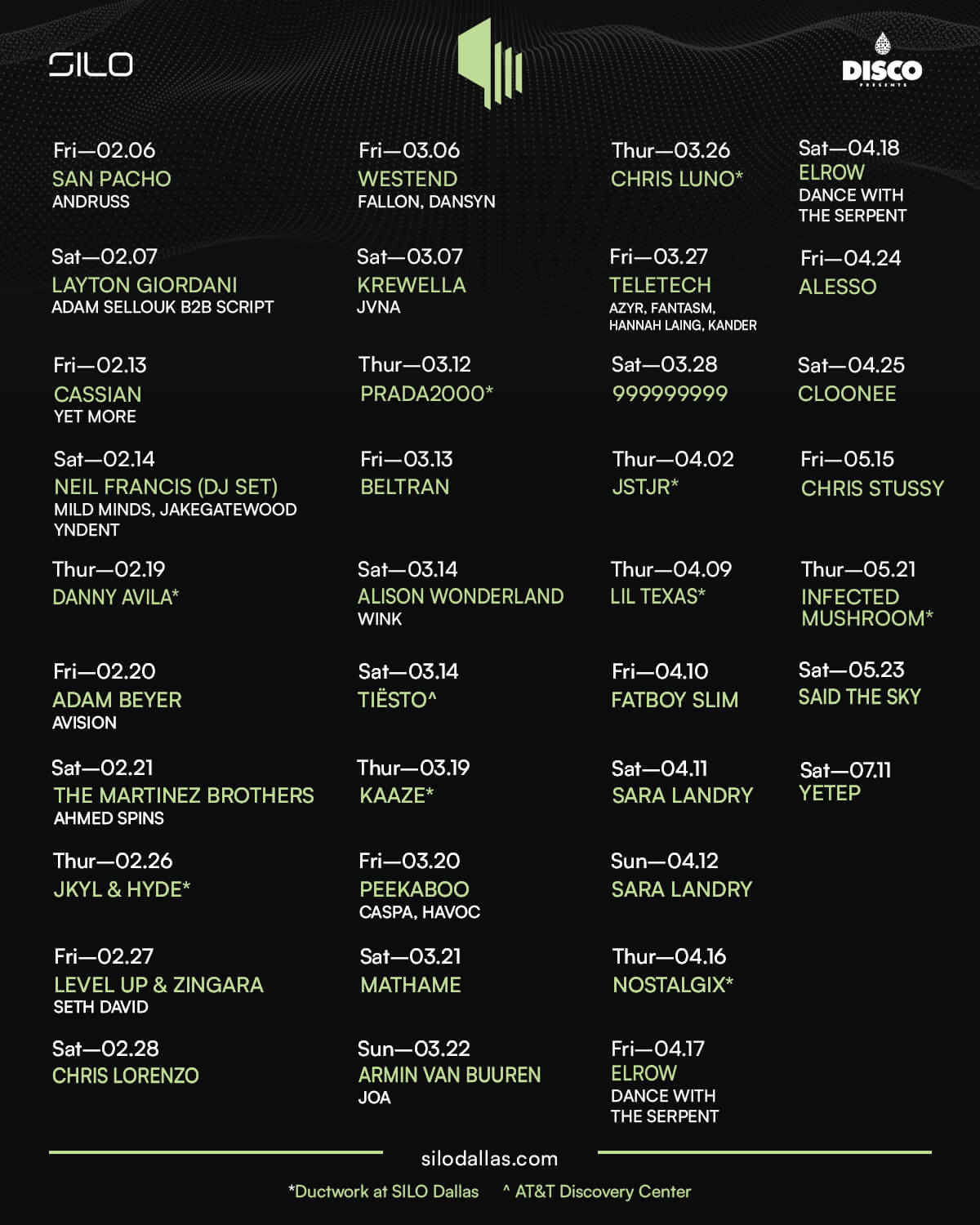 SILO Dallas Calendar