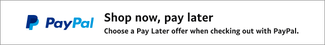A white banner with a black PayPal logo that reads, 
