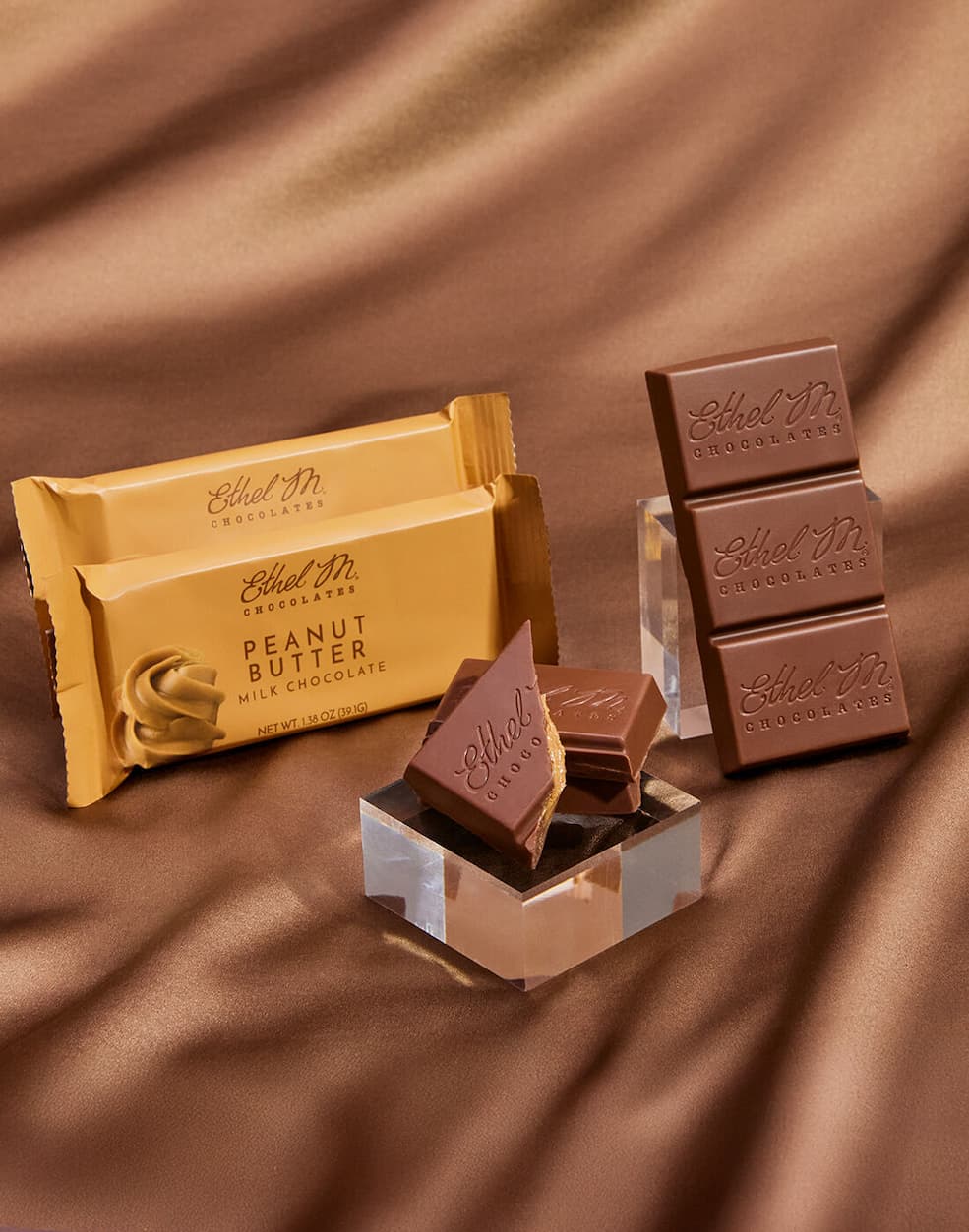 Ethel M Chocolates Peanut Butter Milk Chocolate Signle Bars.