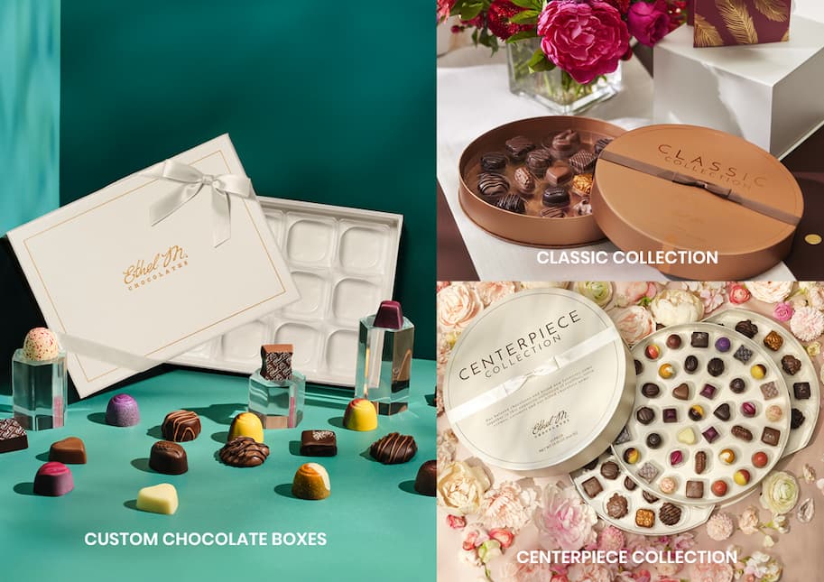 Shop our collections that feature peanut butter! Create a custom chocolate box or indulge in our classic collection or centerpiece collection.