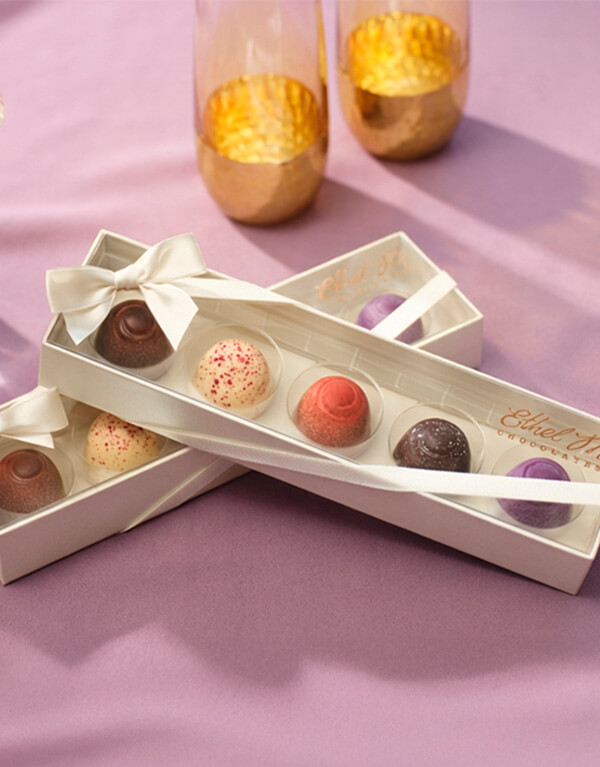 Shop our Truffles Sampler, featuring 5 unique chocolate truffles!