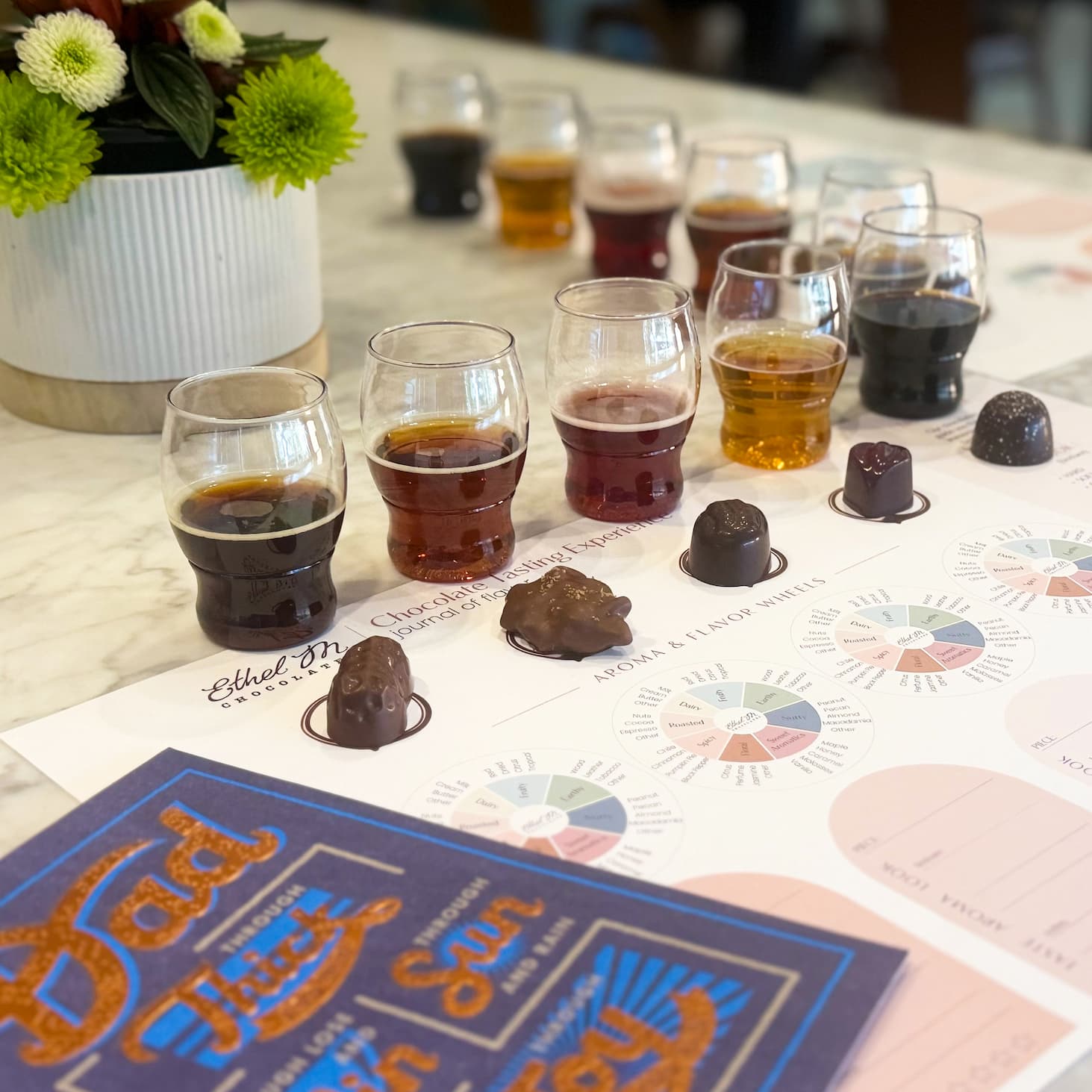 Chocolate tasting at an Ethel M Chocolates store.