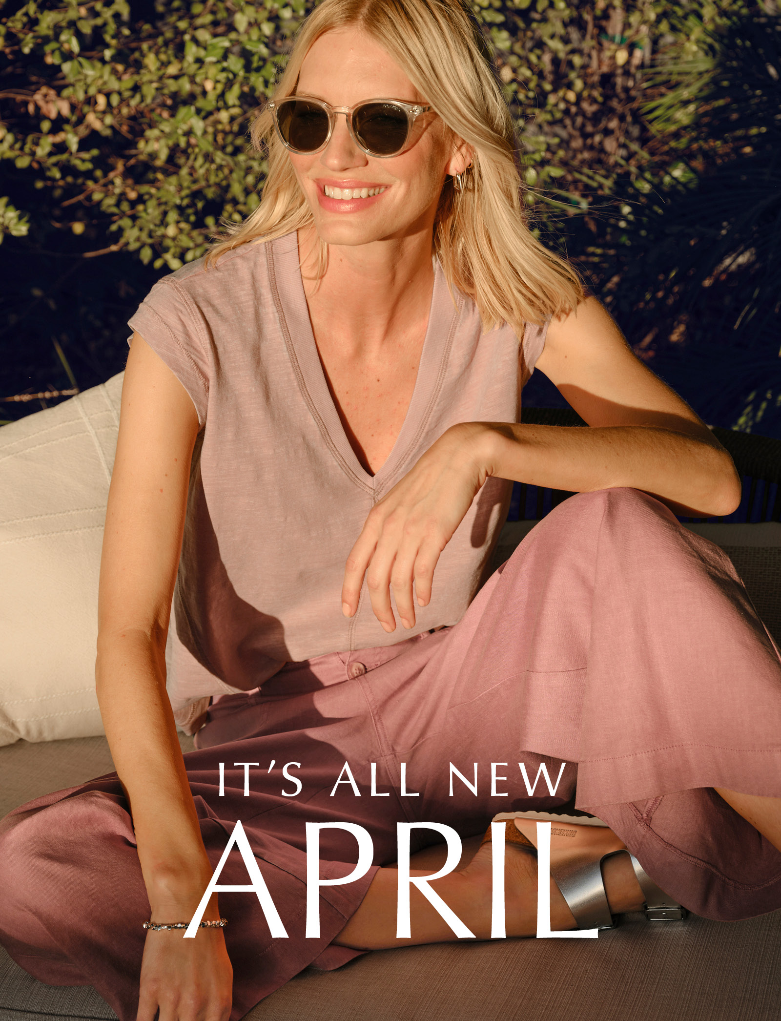 It's all new April. Image of model in this month's latest fashion.