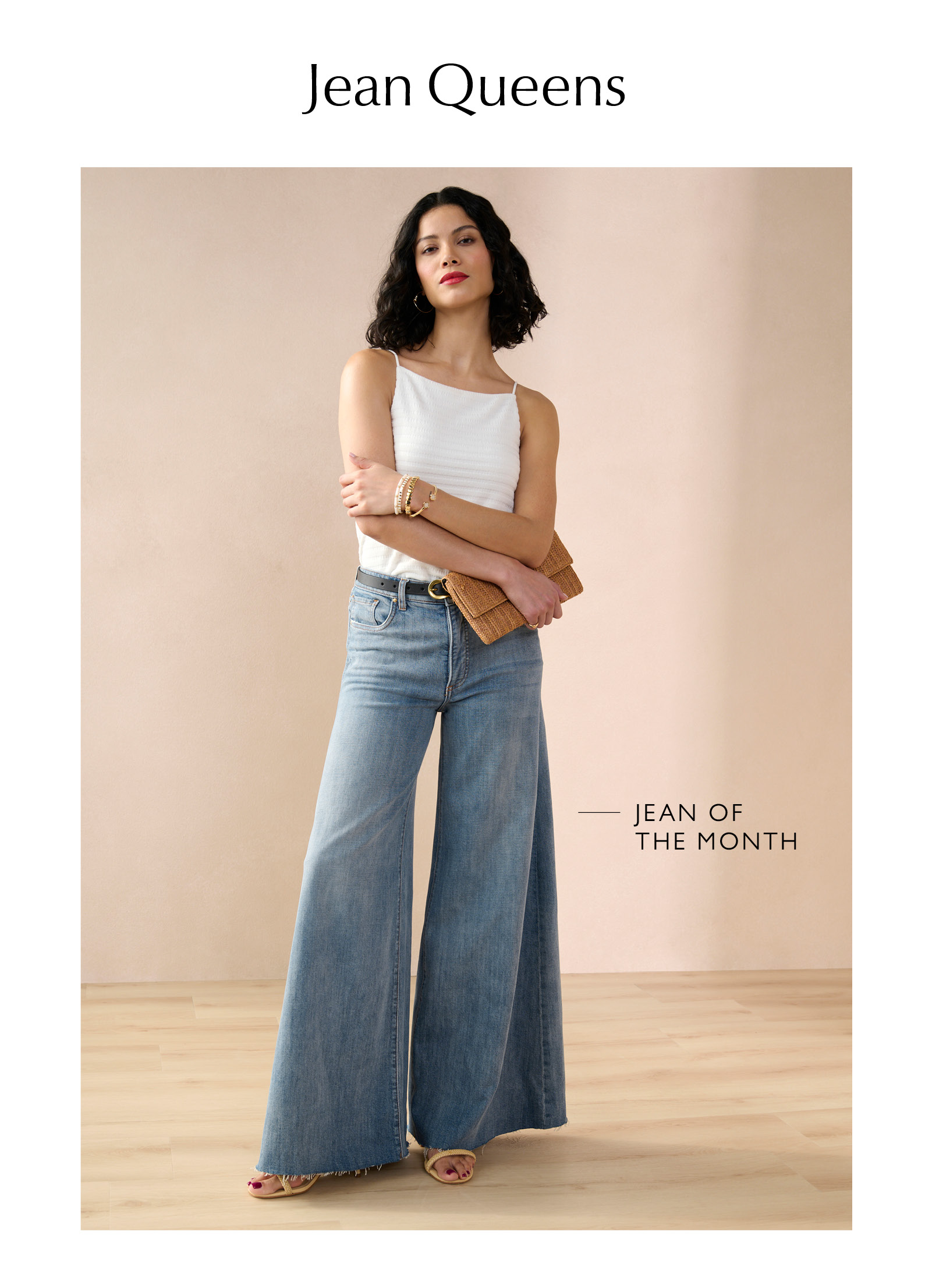 Jean Queens. Image of woman wearing the Jean of the Month, from Kut.