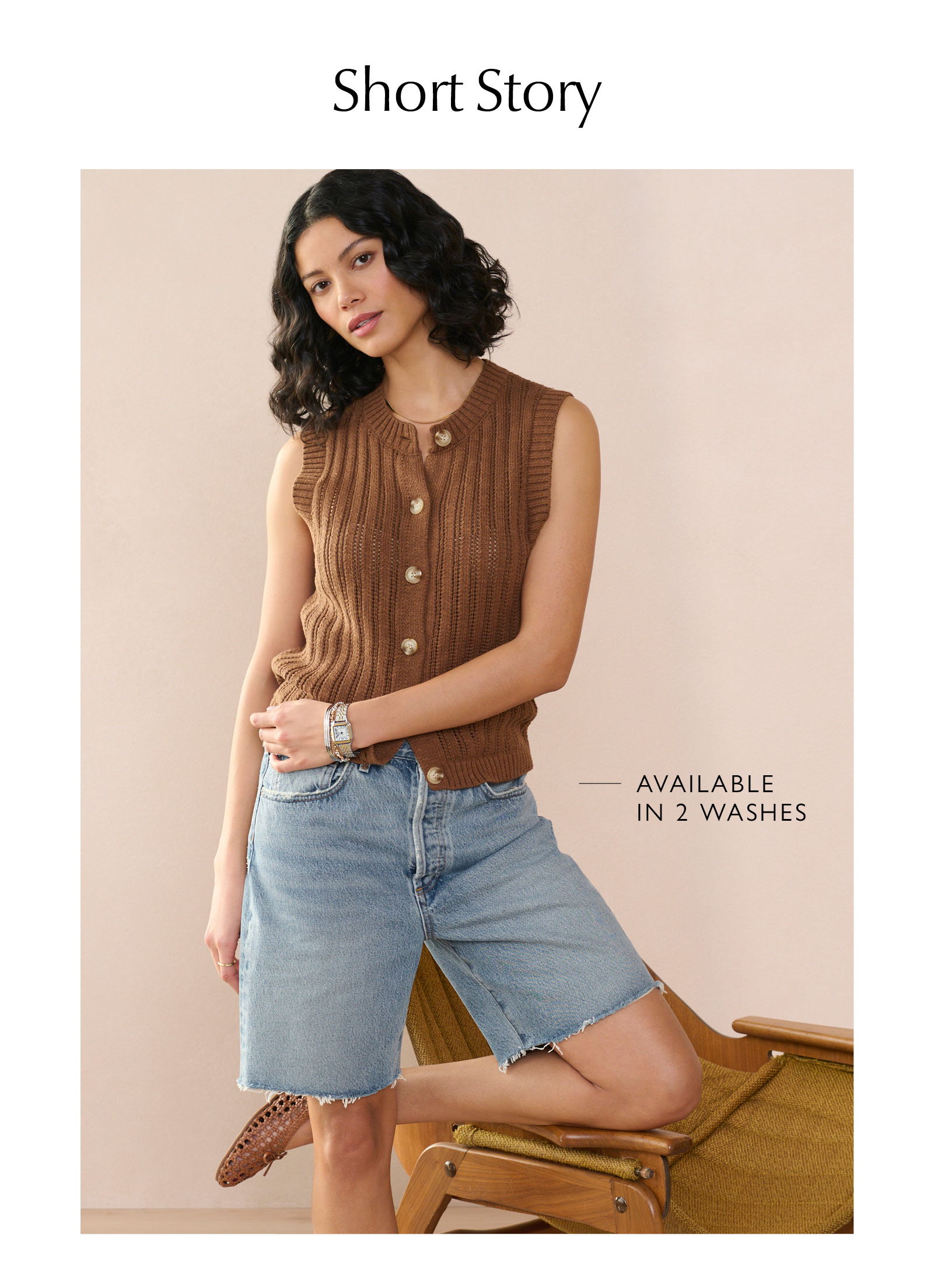 Short Story. Image of woman in AGOLDE shorts (available in 2 washes). 