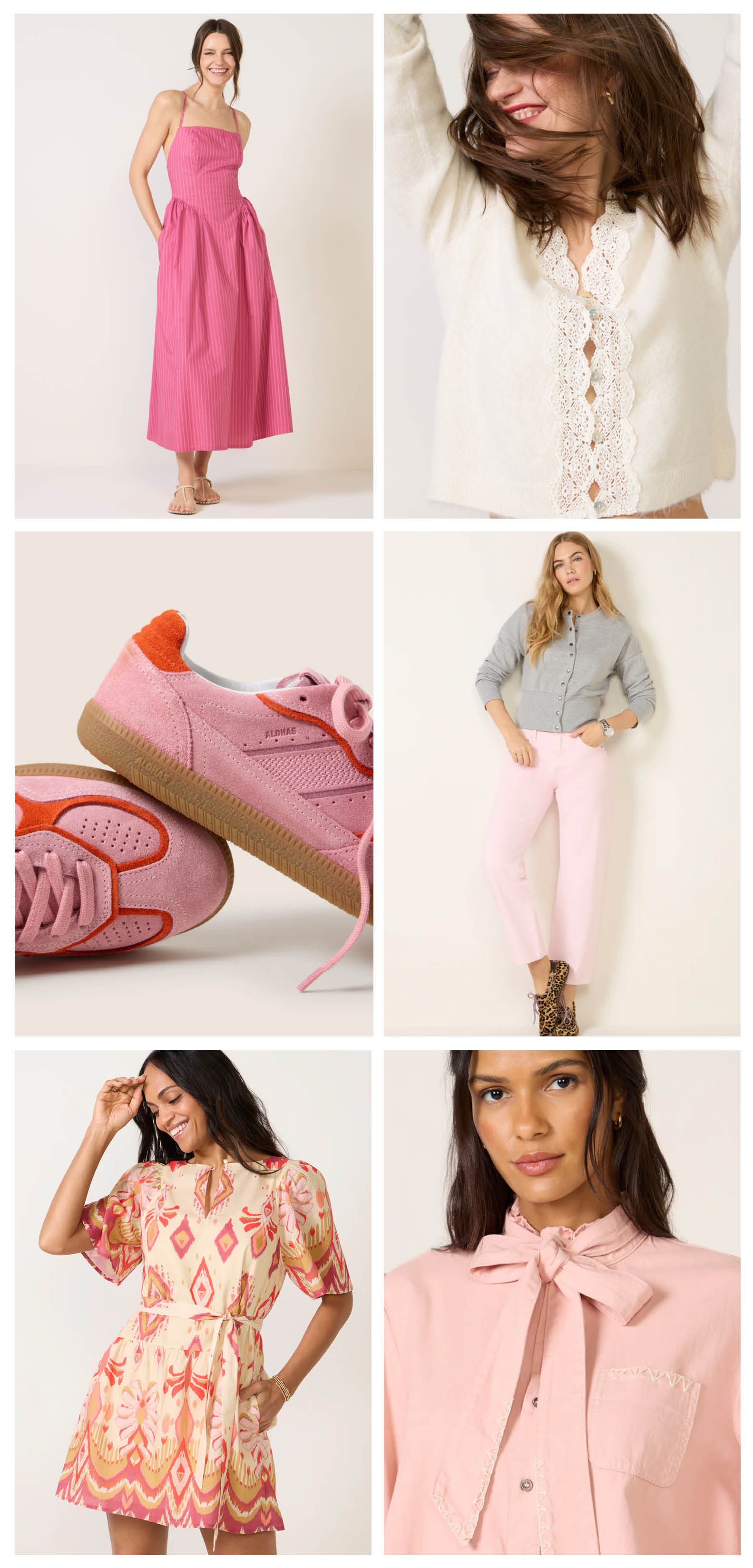 Grid of images of great pink looks. 