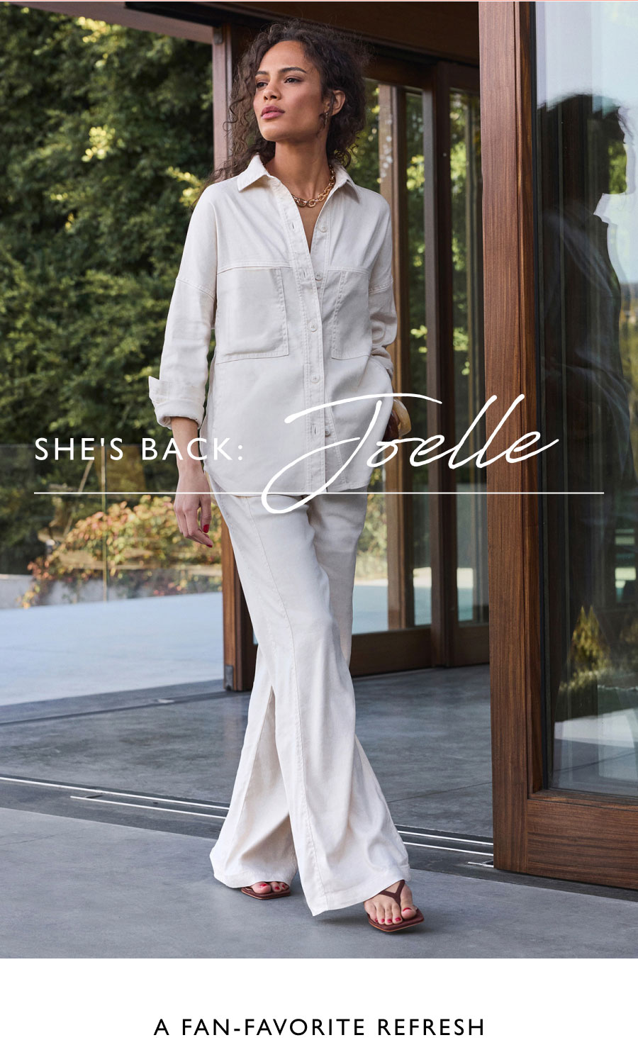 She's Back: Joelle. A Fan-Favorite Refresh. Image of model in Joelle pant.