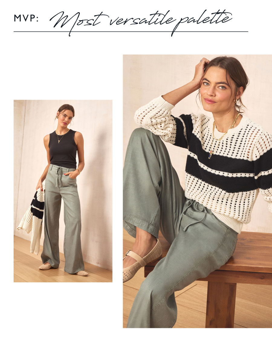 MVP: Most versatile palette. Images of Joelle in different styles. 