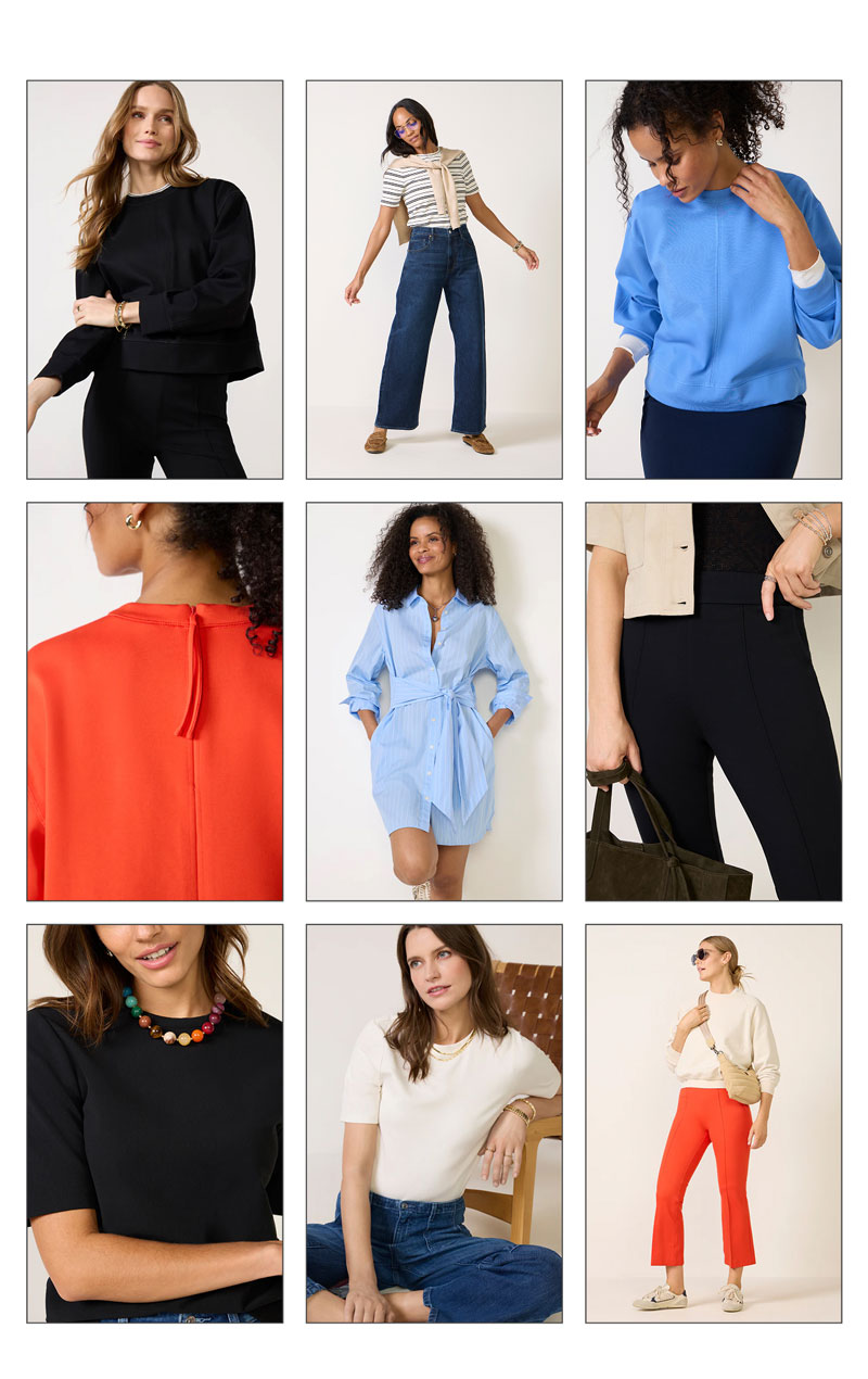 Grid of 9 images of new arrival looks.