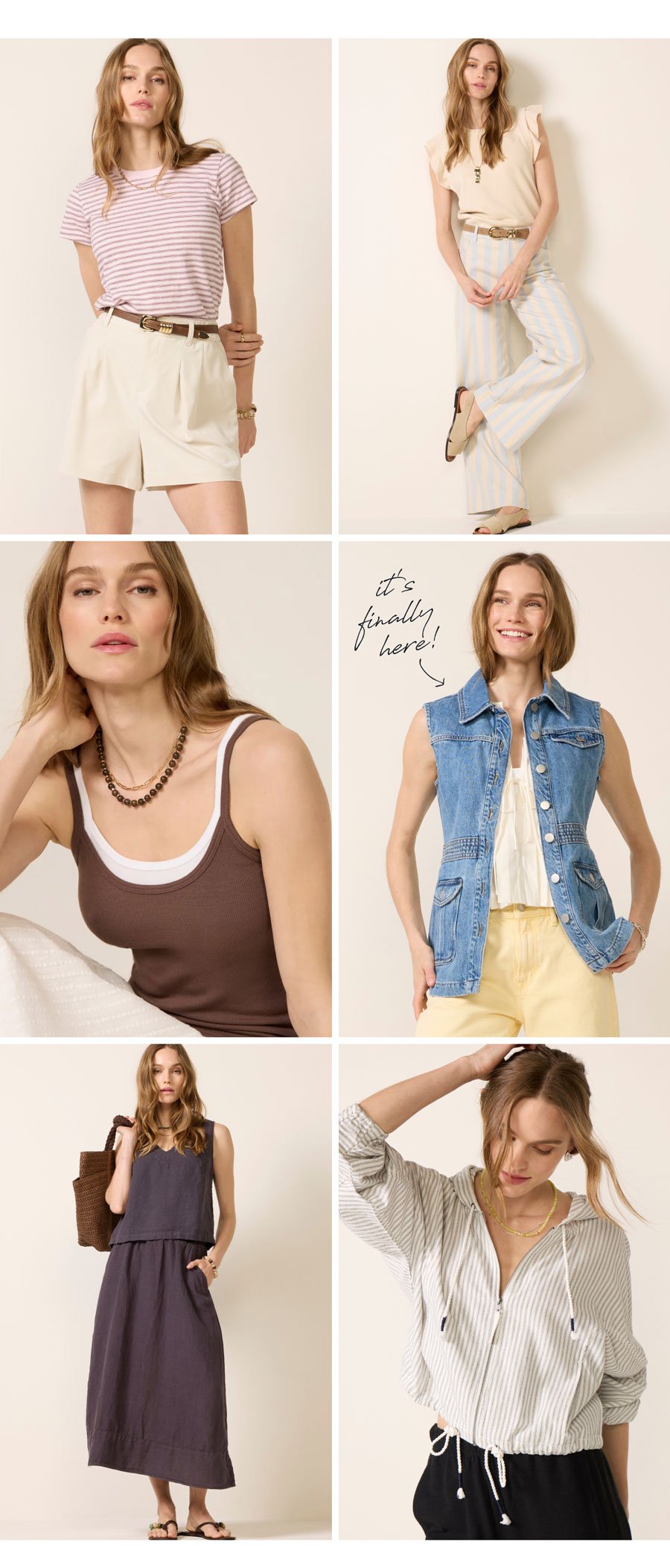 Grid of 6 new arrival fashions. 