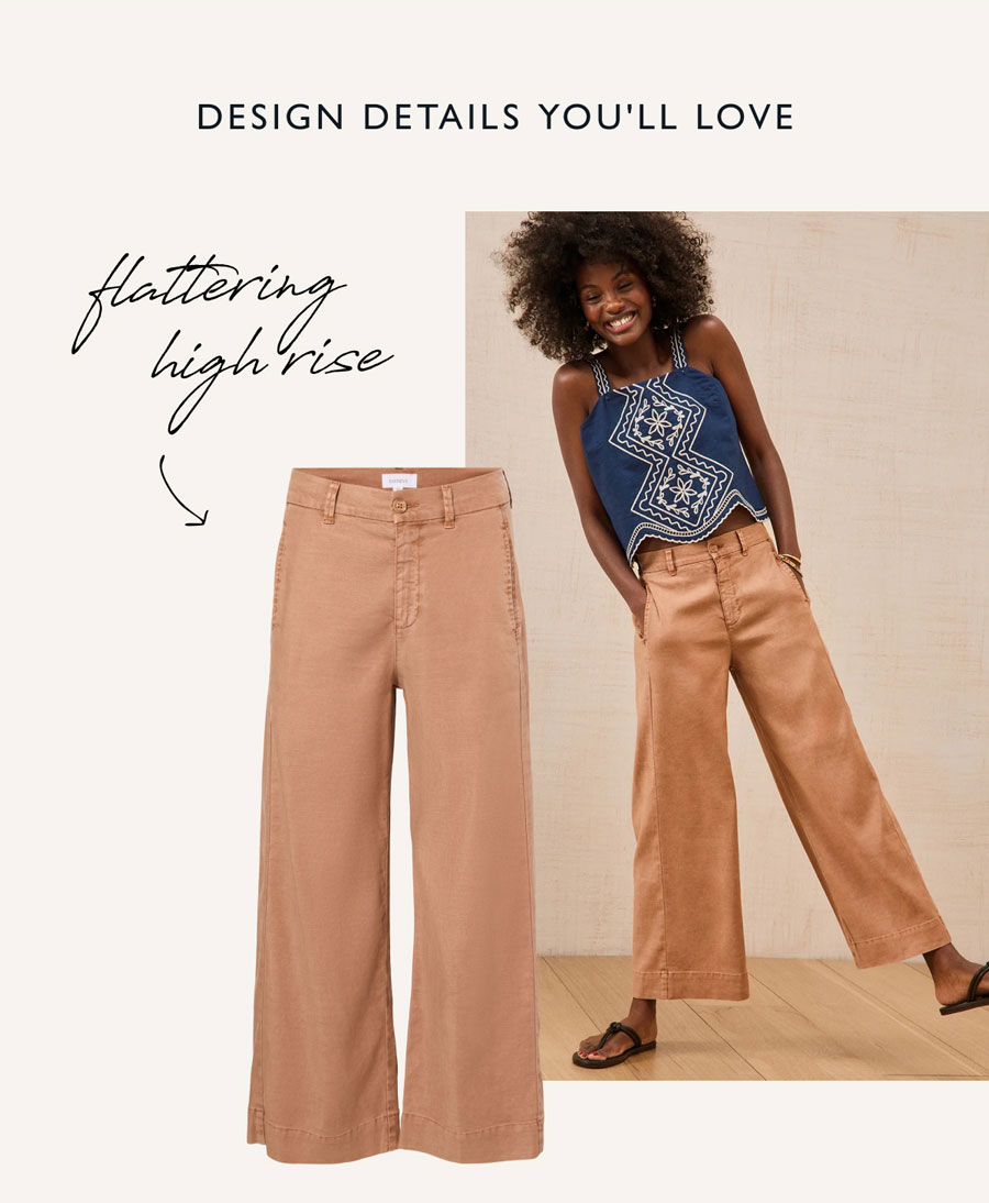 Design details you'll love. Flattering high rise. Fashion image of high waist Joelle. 