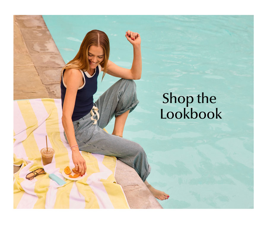Shop the Lookbook. Image of model by pool.