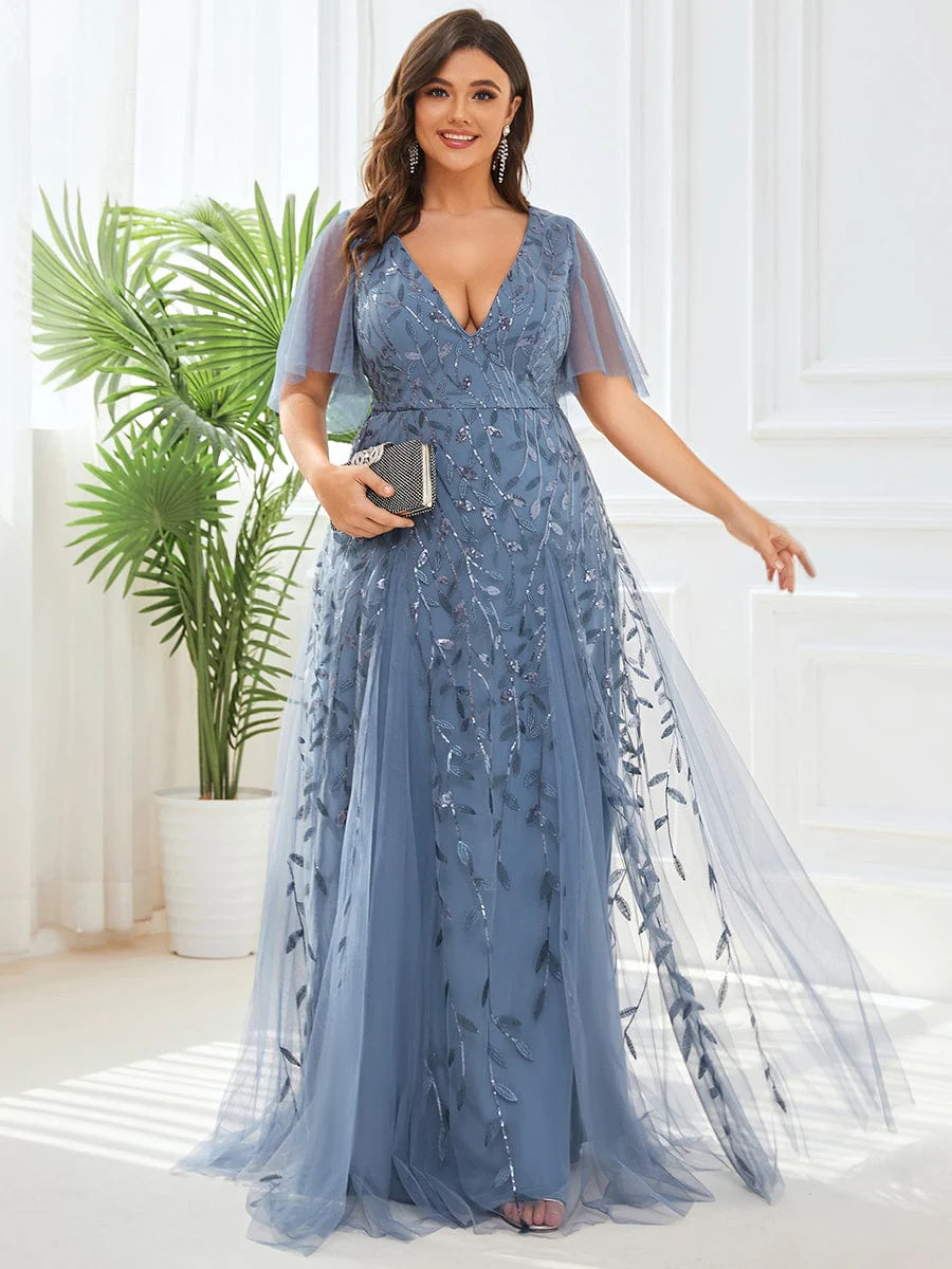 Image of Plus Size Floor Length Formal Evening Gowns for Weddings