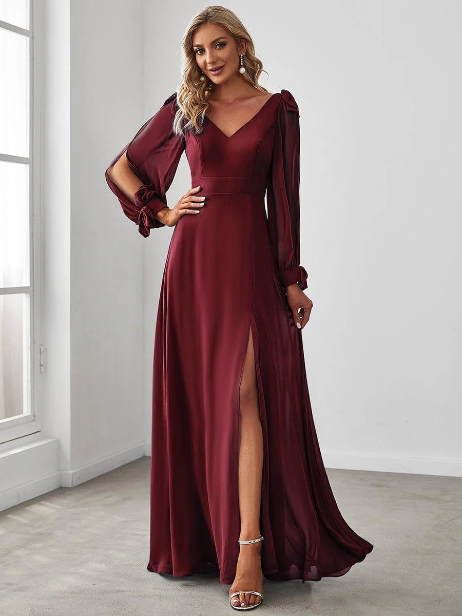Image of ever IVORY|Open Lantern Sleeve A-Line Bridesmaid Dress