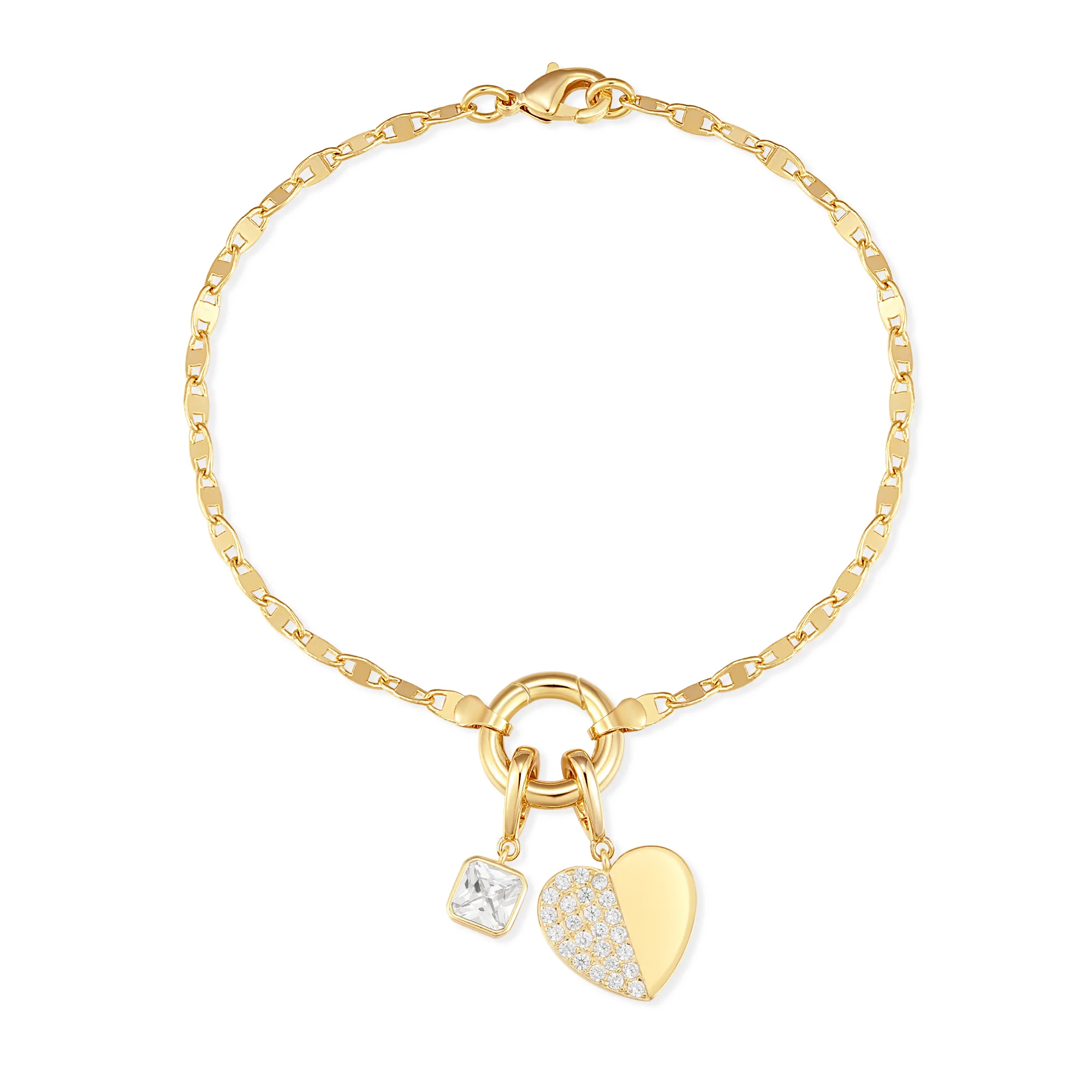 Image of Custom Birthstone Heart Charm Mirror Bracelet