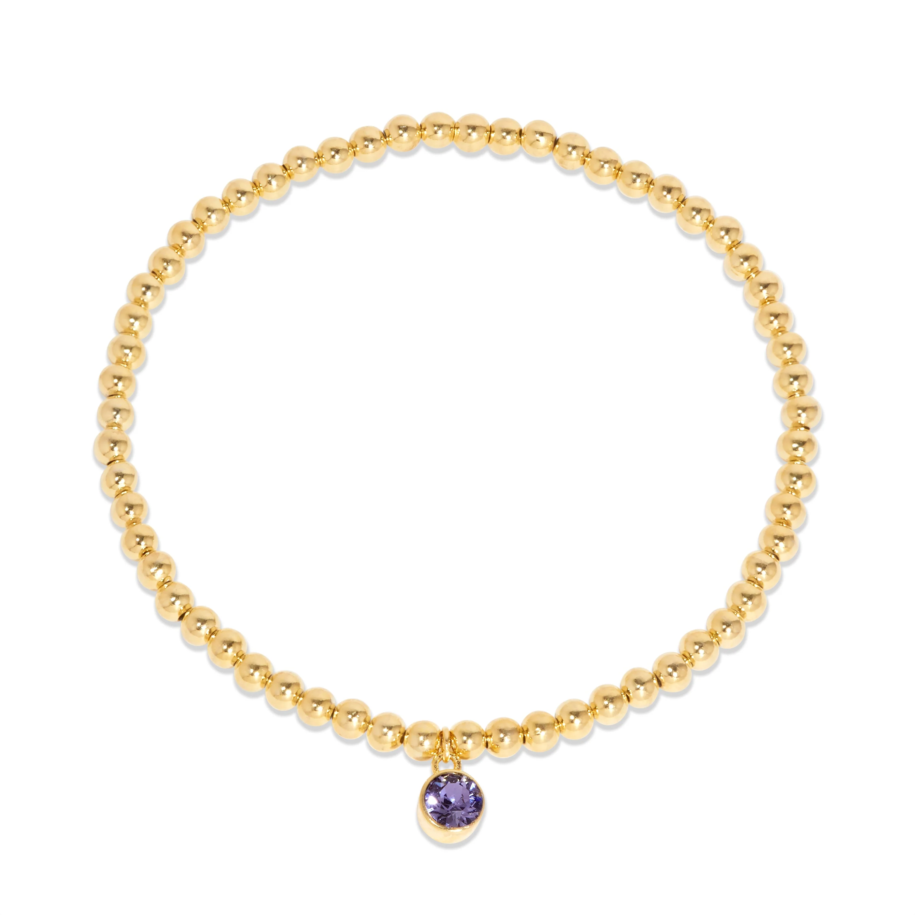 Image of Custom Bezel Birthstone Charm Bead Bracelet