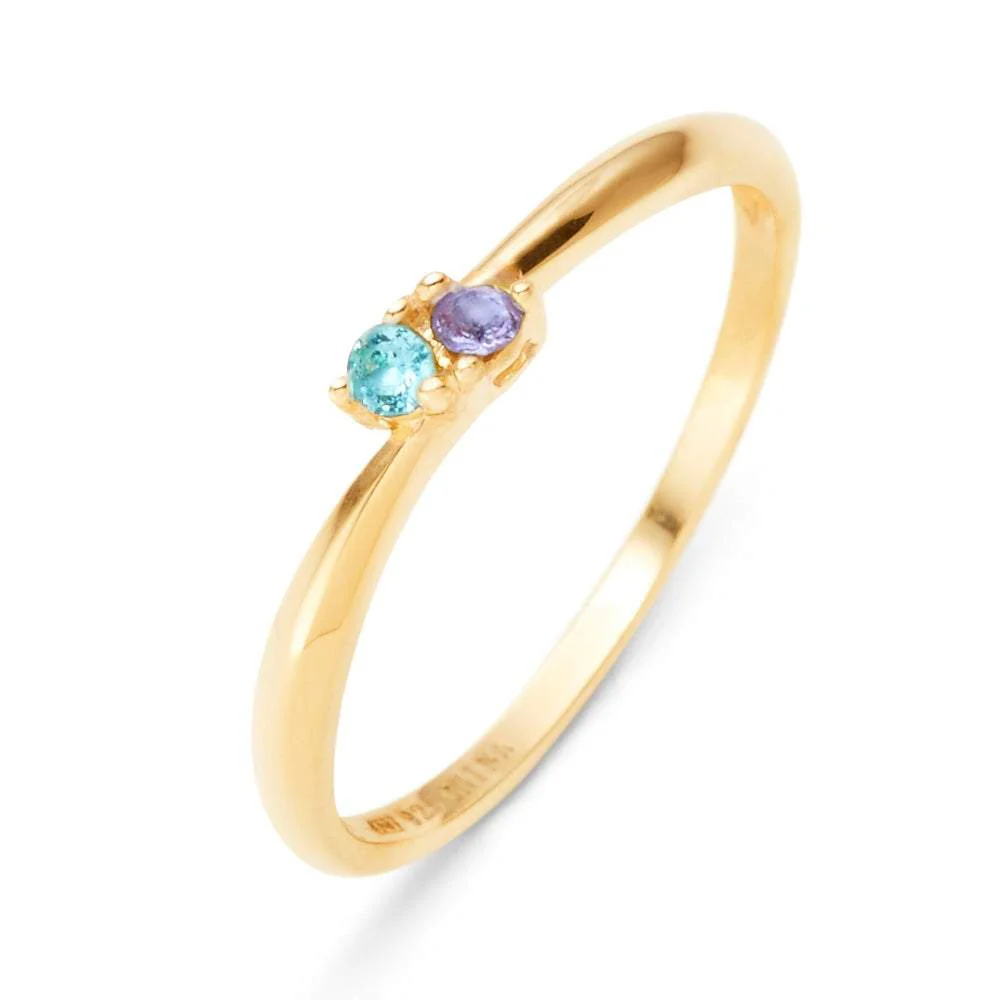Image of Petite 2 Stone Birthstone Gold Ring
