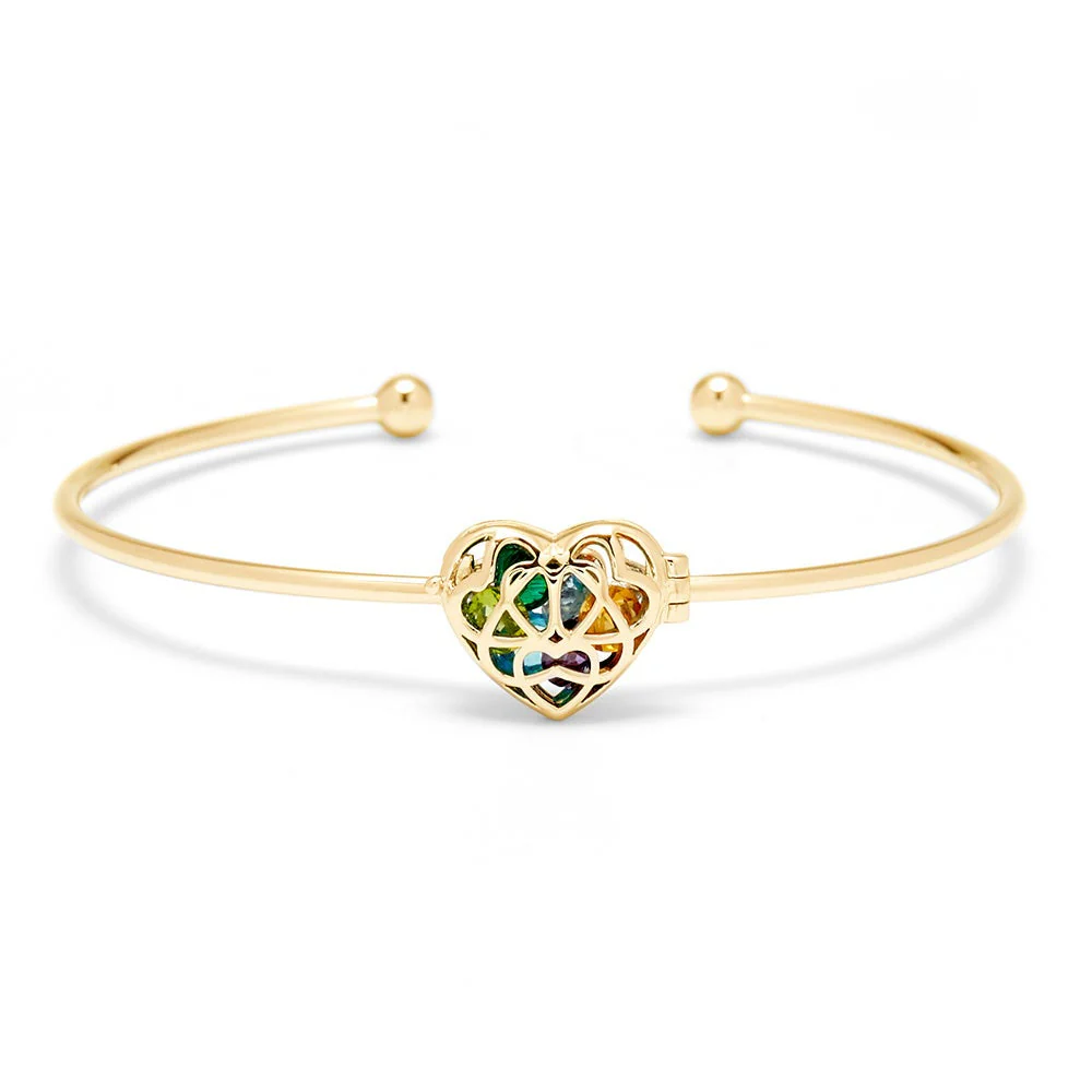 Image of Custom Interlocking Heart Birthstone Cuff Bracelet