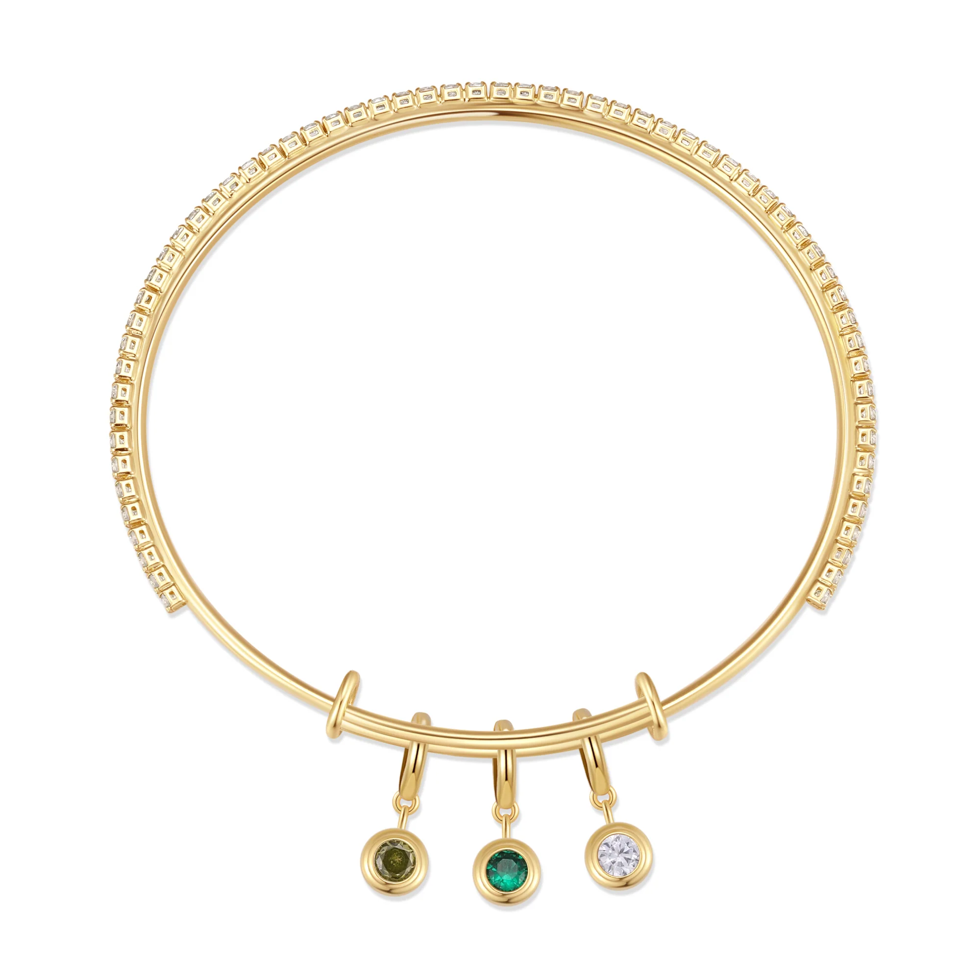 Image of CZ Tennis Birthstone Charm Bangle
