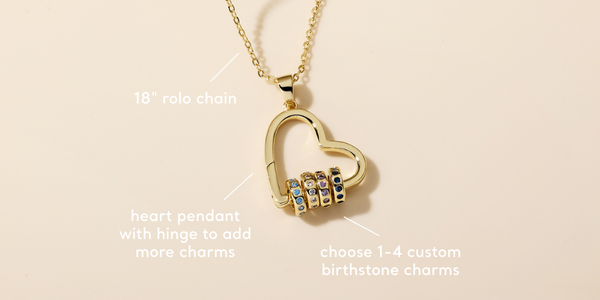 Custom Birthstone Open Heart Necklace