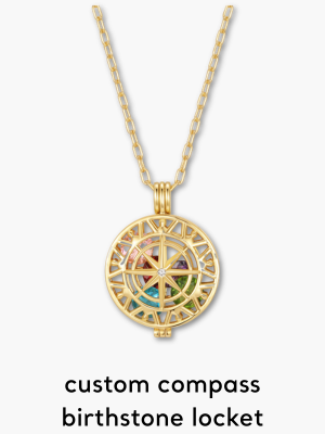 Custom Compass Birthstone Locket