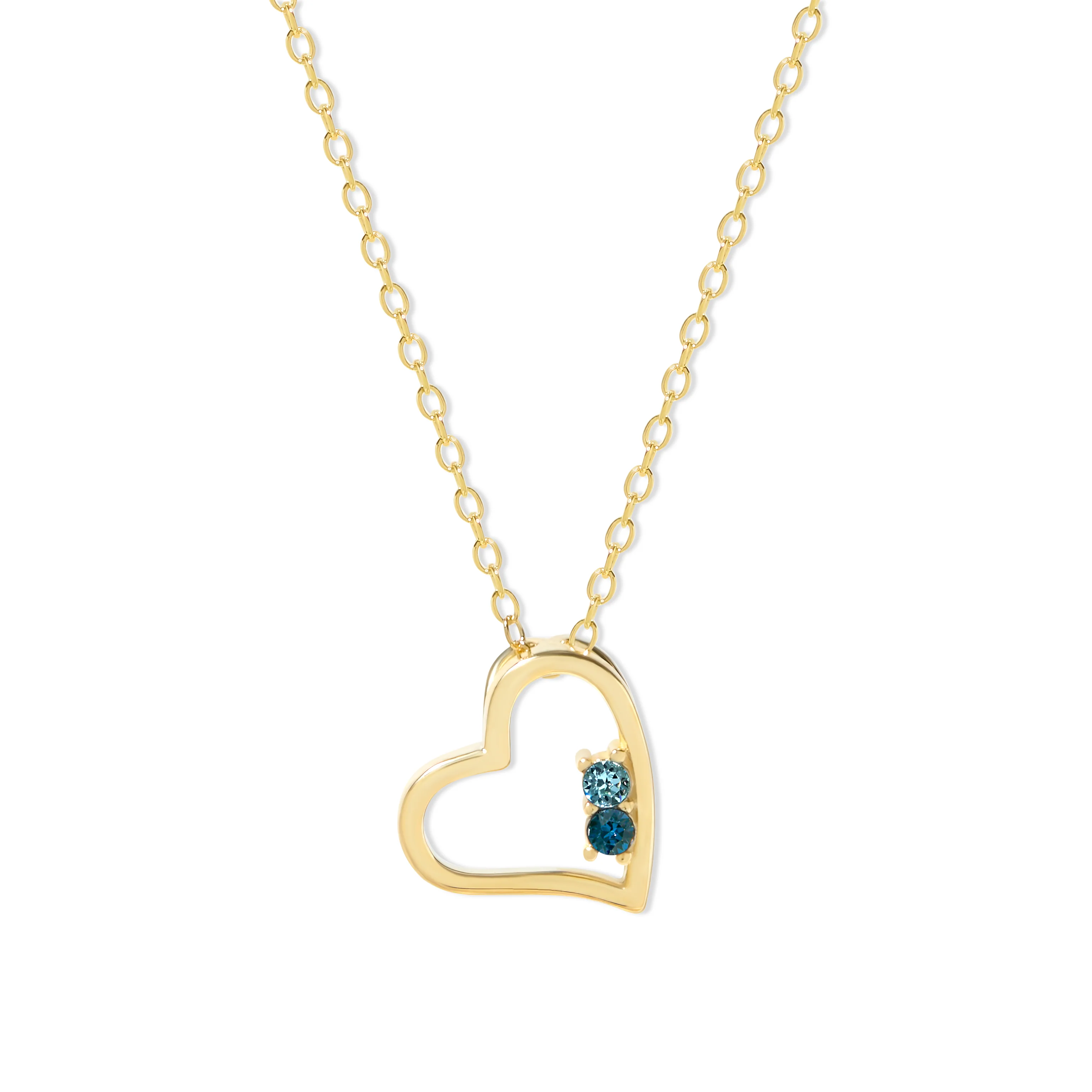 Image of 2 Stone Gold Petite Heart Birthstone Pendant