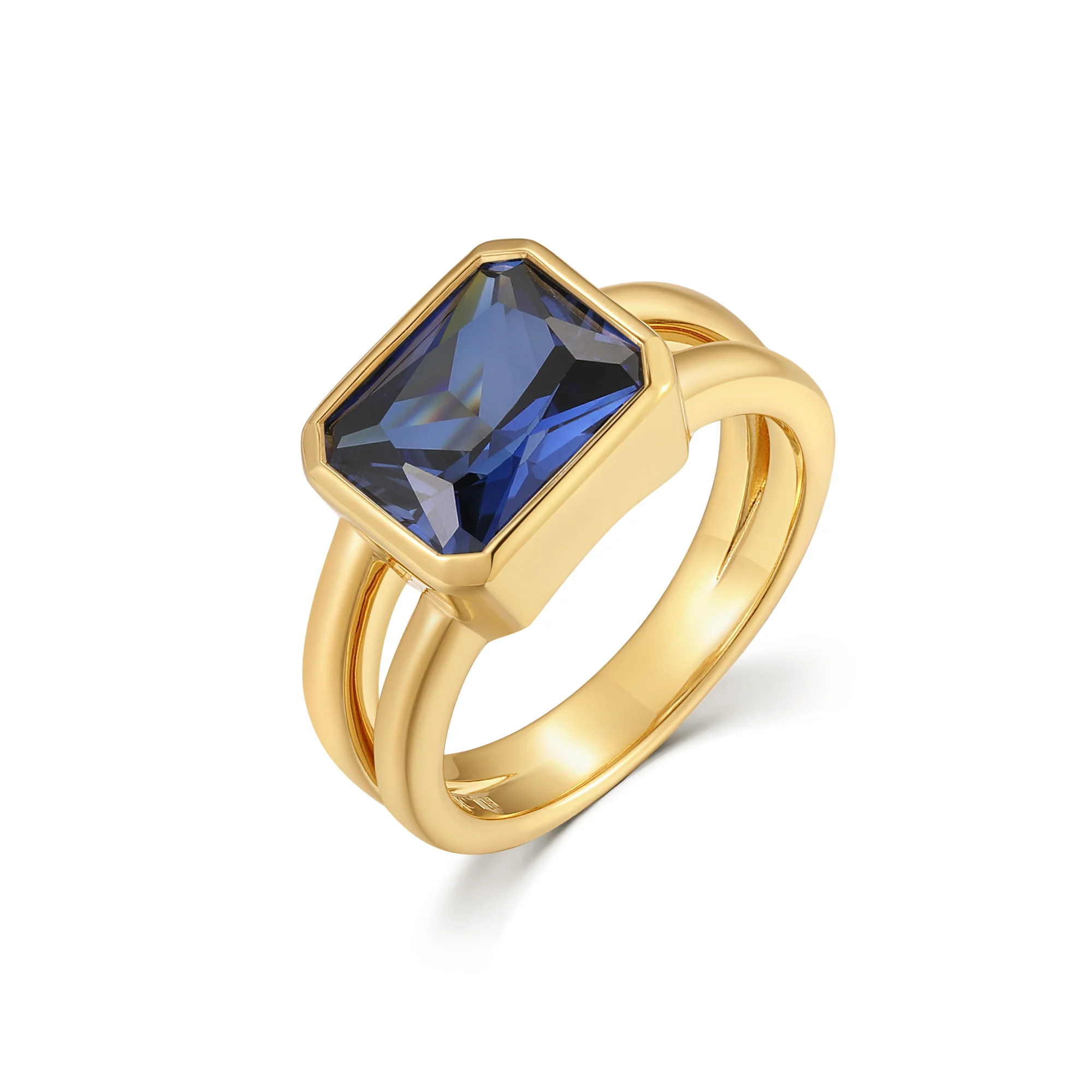 Image of Gold Vermeil Emerald Cut Birthstone Ring