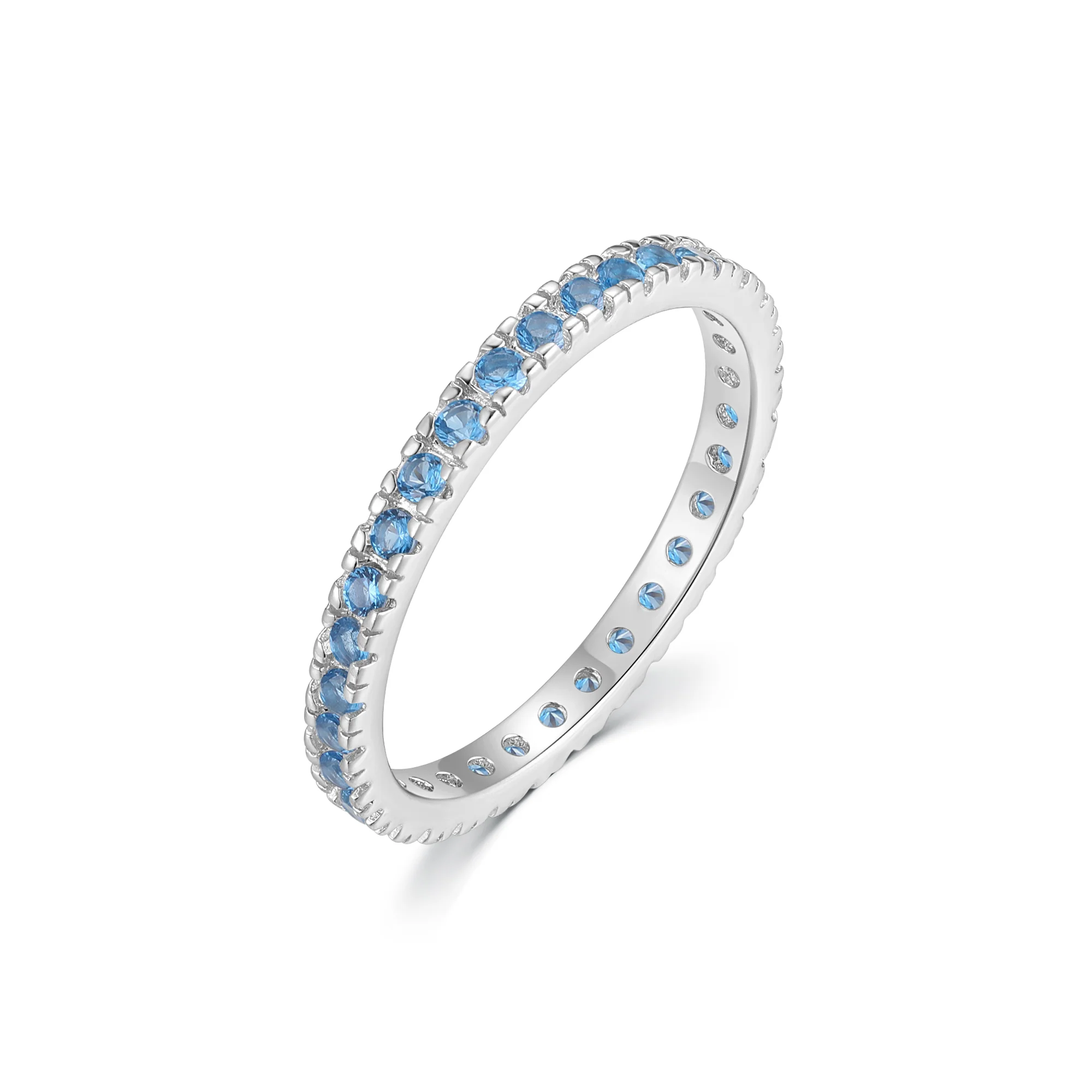 Image of CZ Sterling Silver Stackable Birthstone Eternity Band