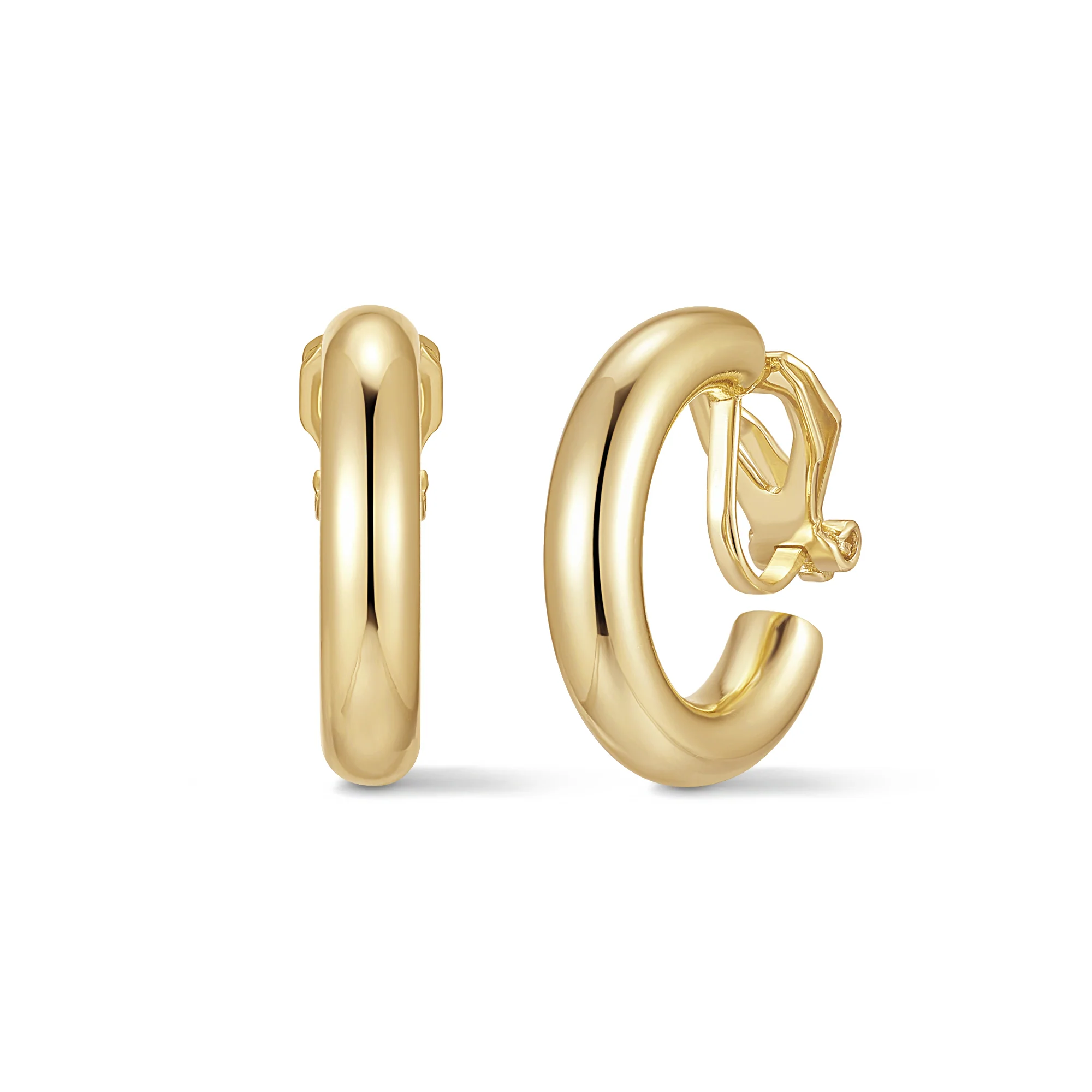 Image of Waterproof Polished Hoop Clip On Earrings