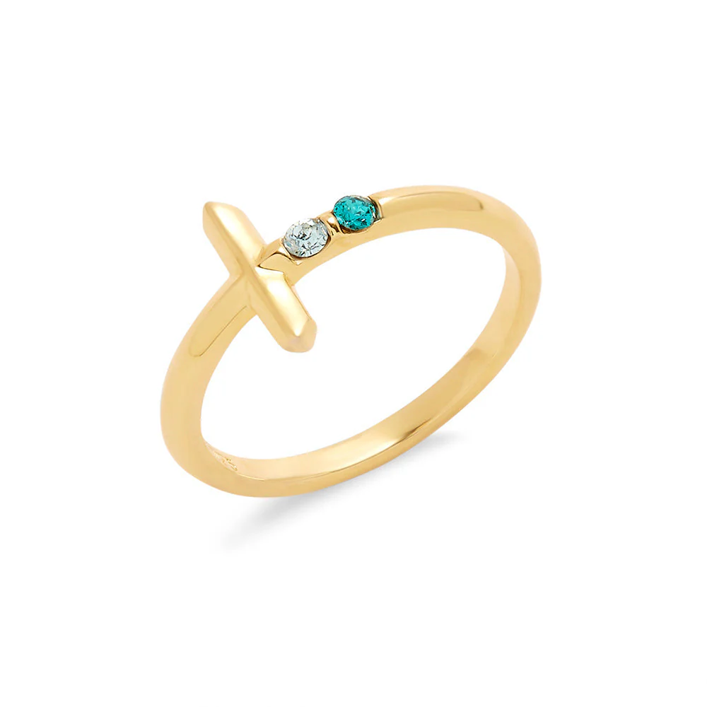 Image of Custom Cross Birthstone Ring