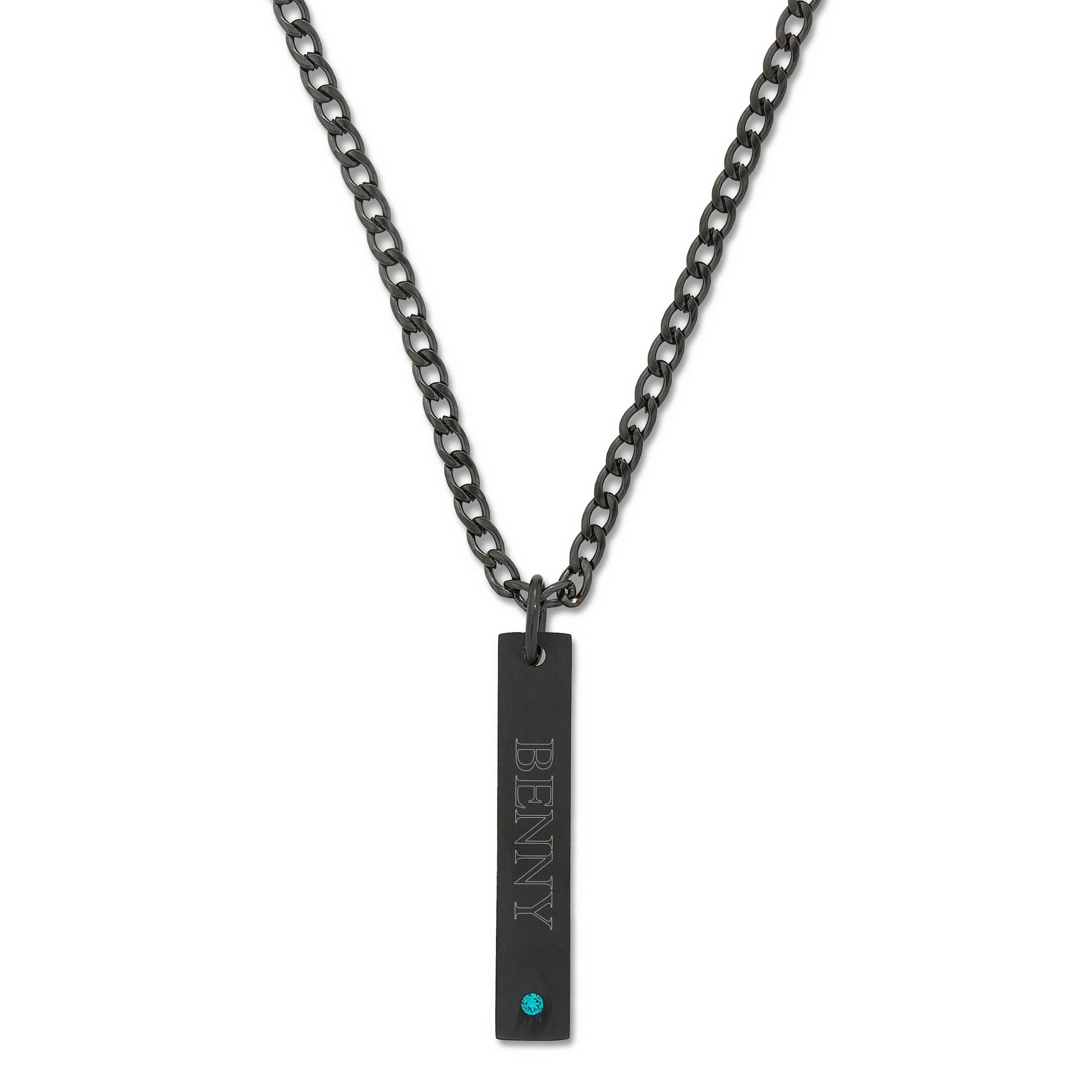 Image of Men's Engravable Stainless Steel Vertical Birthstone Pendant