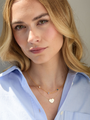 Custom Bezel Birthstone and Engravable Heart Layering Set