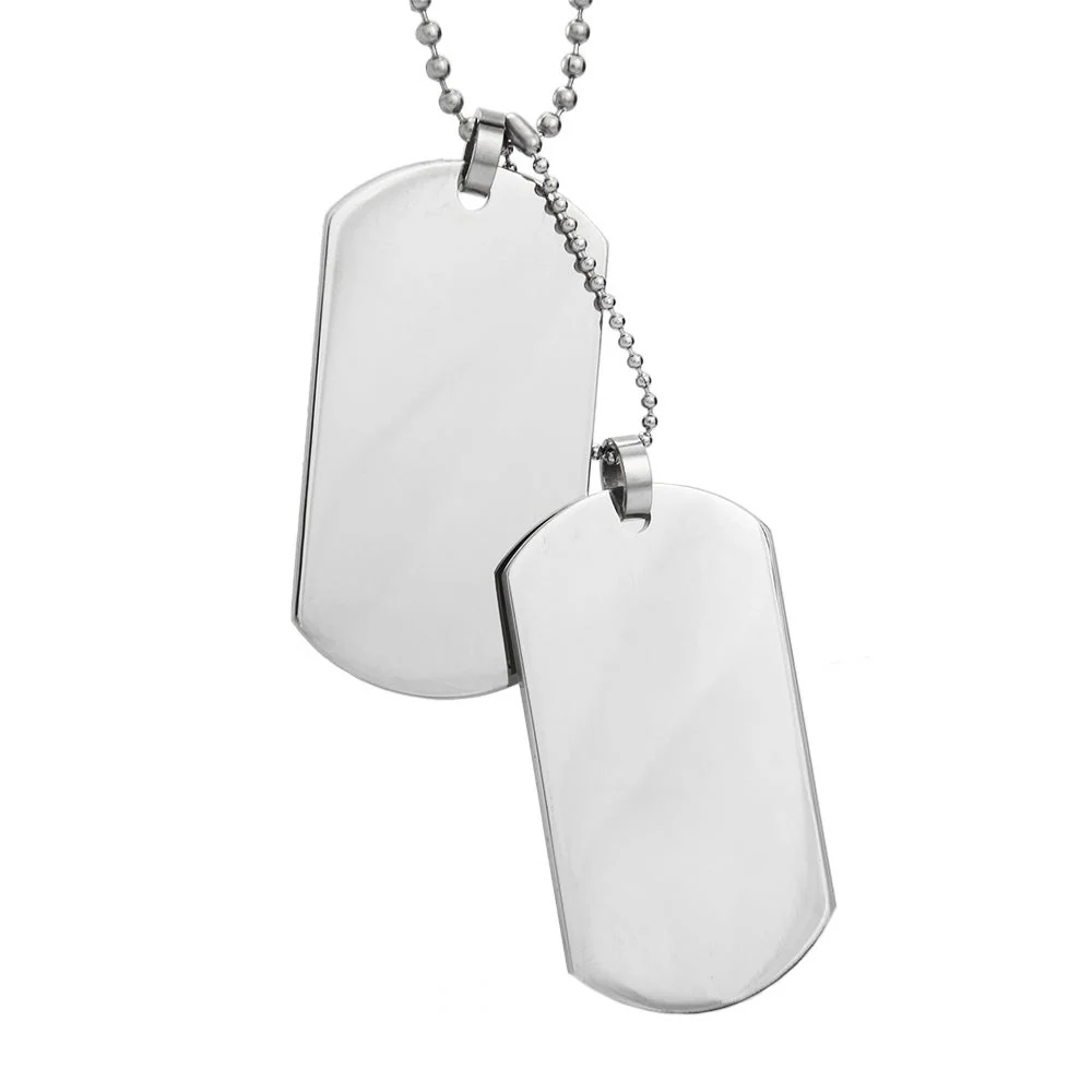 Image of Large Stainless Steel Double Dog Tag Necklace