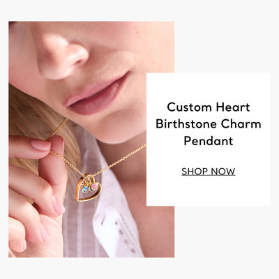 Custom Heart Birthstone Charm Pendant