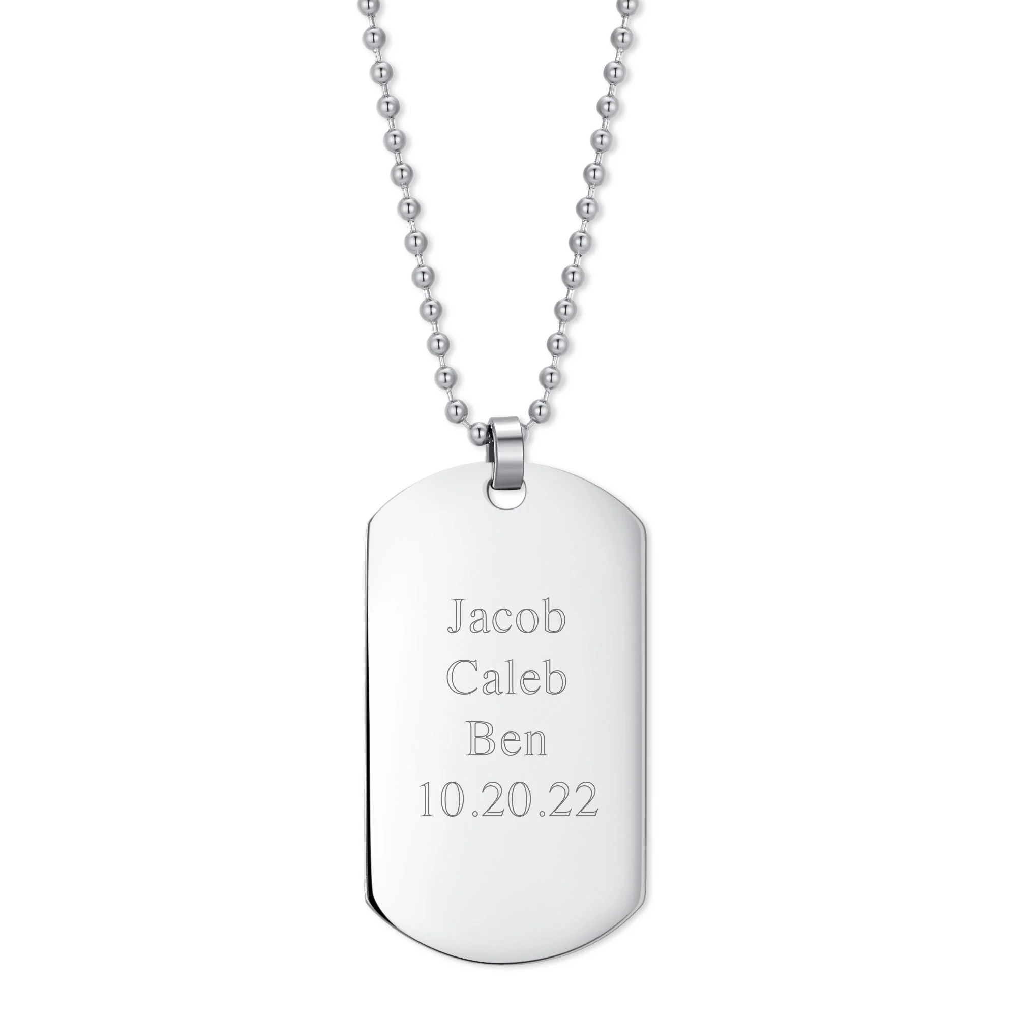 Image of Large Stainless Steel Dog Tag Necklace