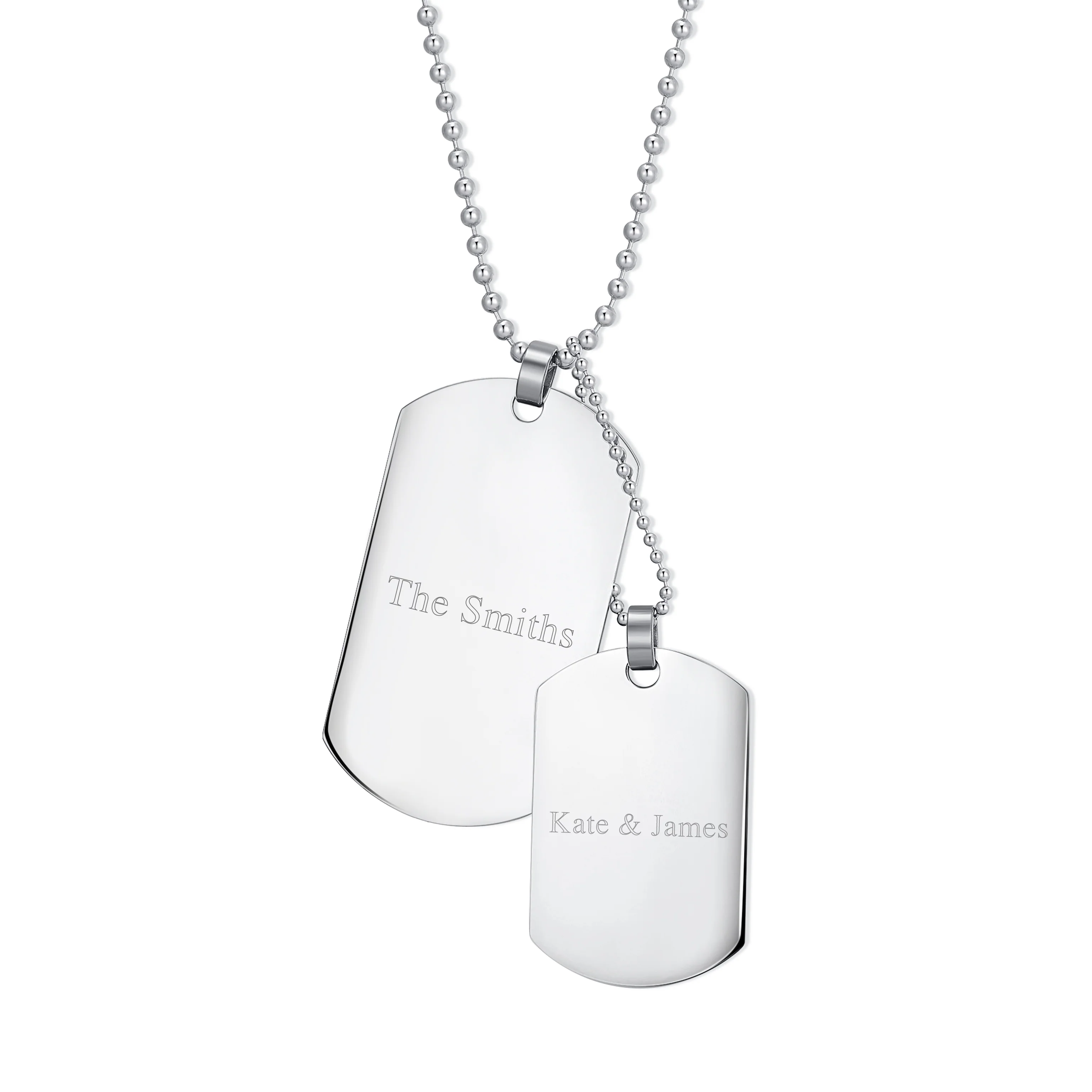 Image of Large and Medium Stainless Steel Double Dog Tag Necklace