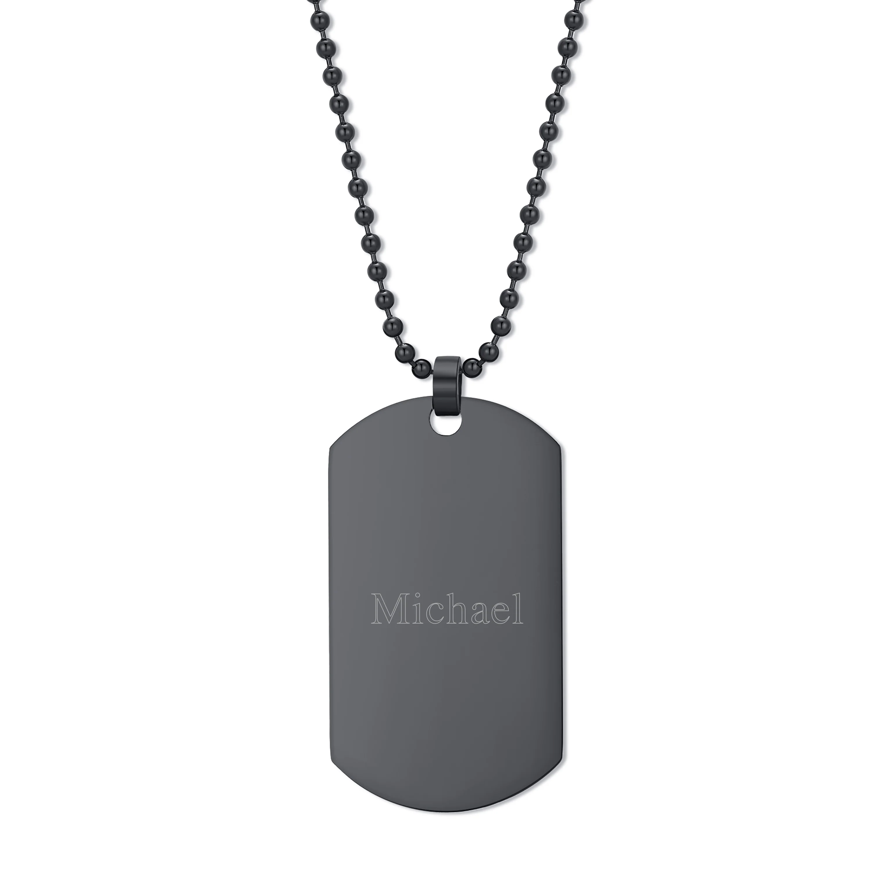 Image of Black Plated Large Stainless Steel Dog Tag